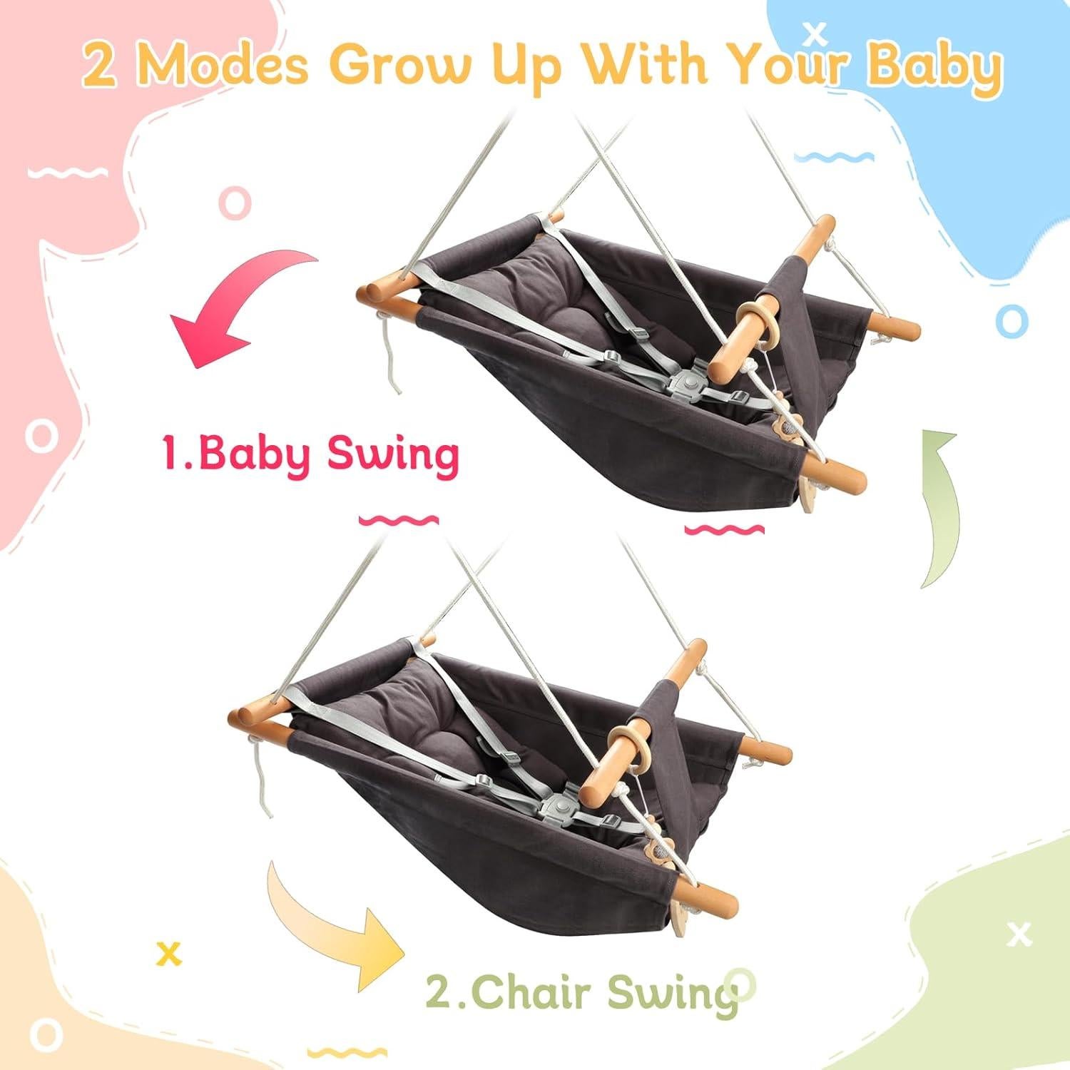 Columpio para Bebés Tislly Ajustable con Cinturón de Seguridad