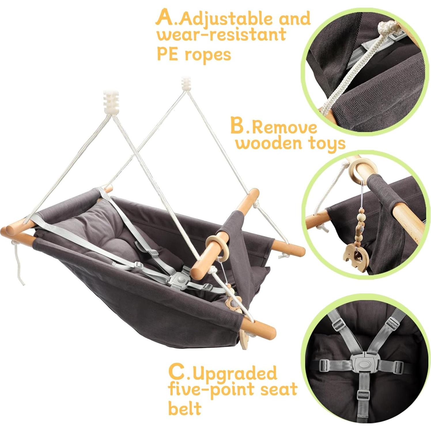 Columpio para Bebés Tislly Ajustable con Cinturón de Seguridad