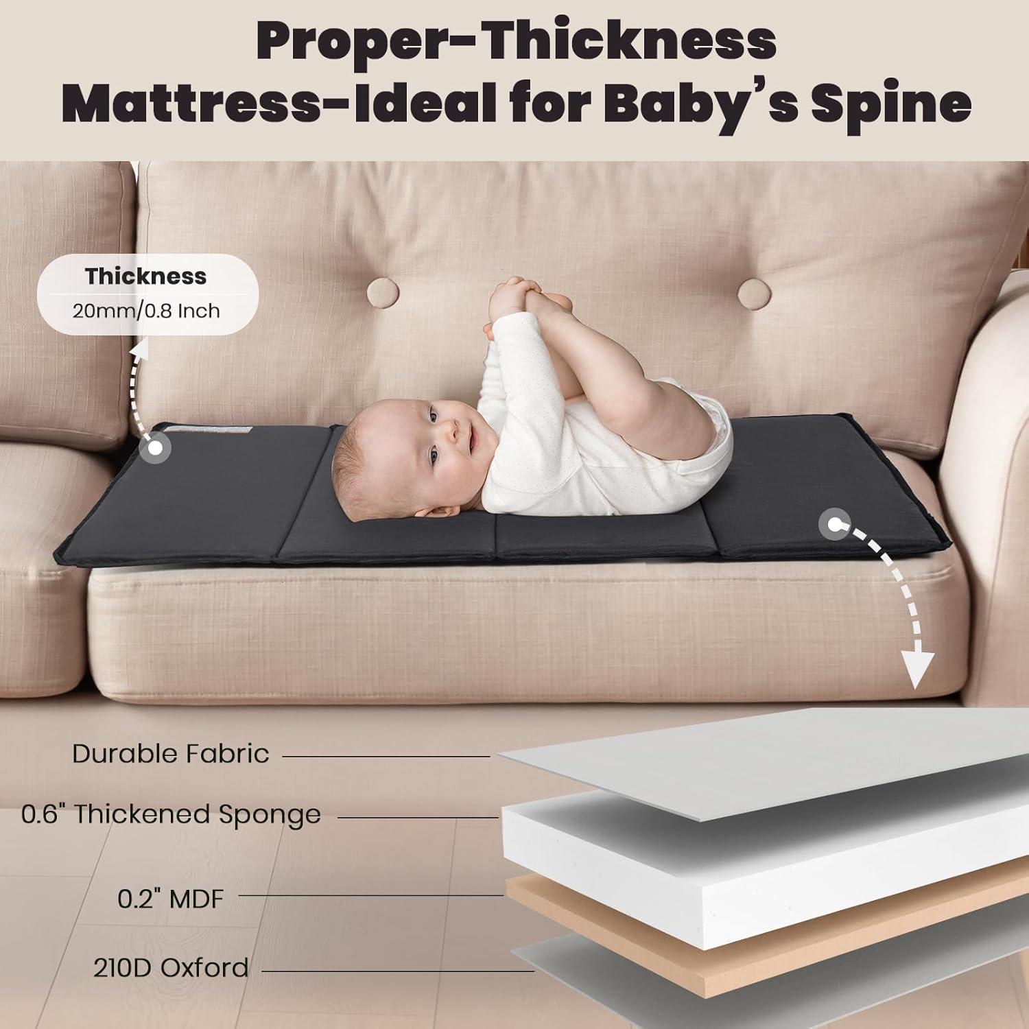 Cuna de Lado Rinnebbit 4 en 1 Plegable con Colchón y Cambiador