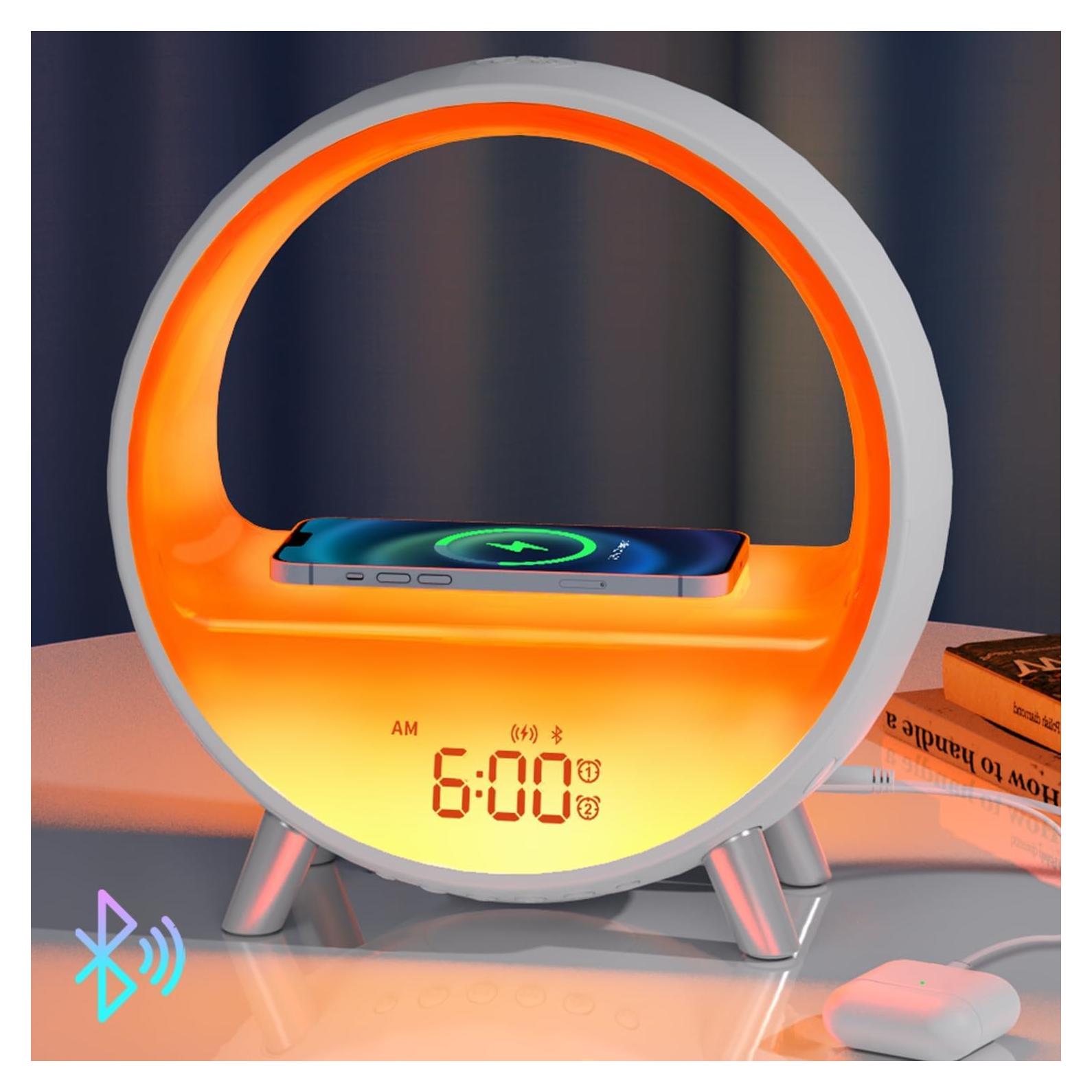 Reloj Despertador MOMILLA WG401 con Carga Inalámbrica y Altavoz Bluetooth