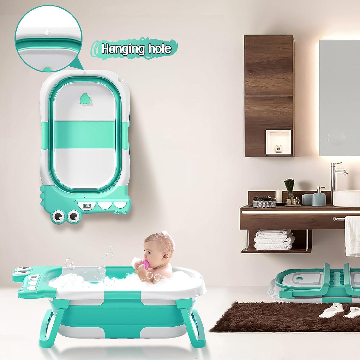 Bañera Plegable para Bebés TPN con Cojín y Termómetro