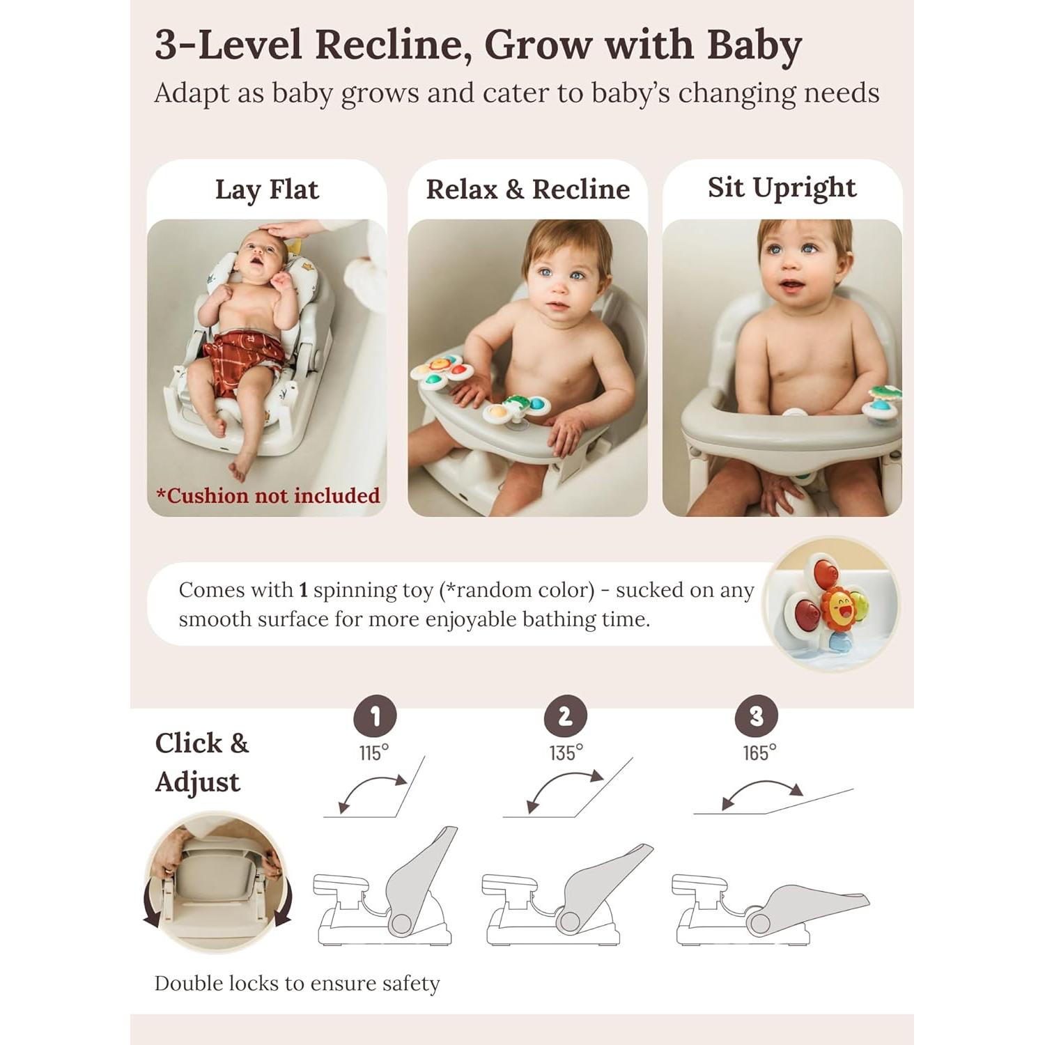 Asiento de Baño para Bebés Cuddobaby 3 en 1 Ajustable 360°