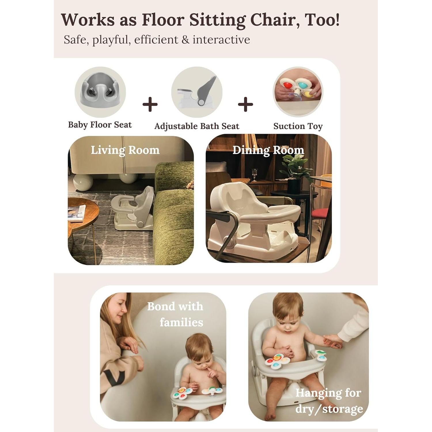 Asiento de Baño para Bebés Cuddobaby 3 en 1 Ajustable 360°