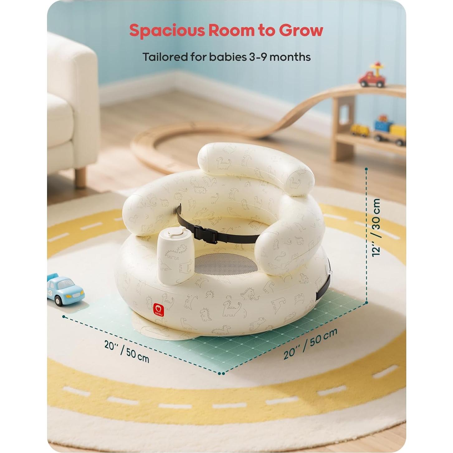 Asiento Inflable para Bebés QPAU Dinosaurio con Arnés de Seguridad