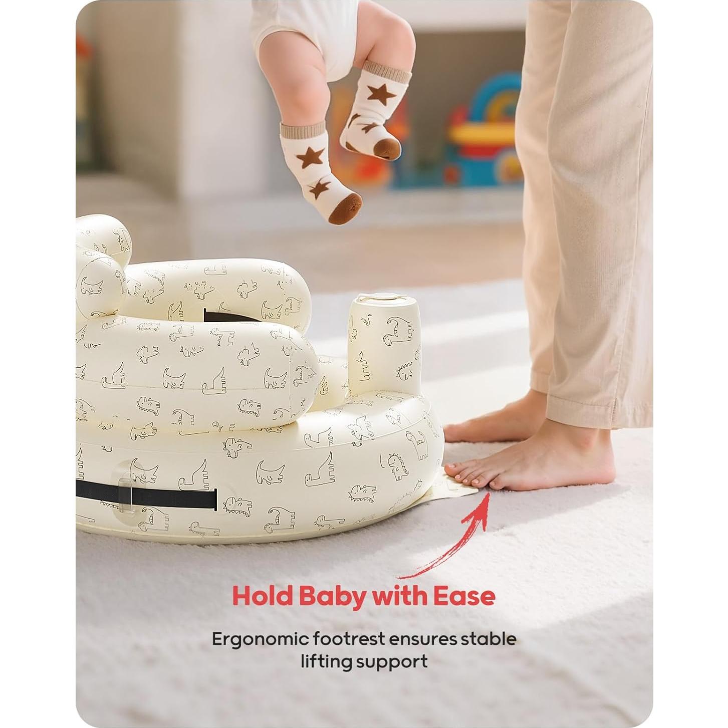 Asiento Inflable para Bebés QPAU Dinosaurio con Arnés de Seguridad