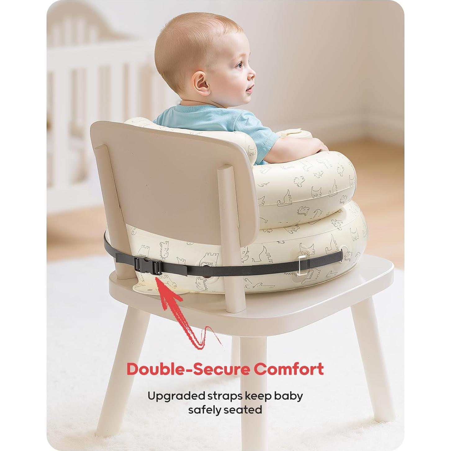 Asiento Inflable para Bebés QPAU Dinosaurio con Arnés de Seguridad