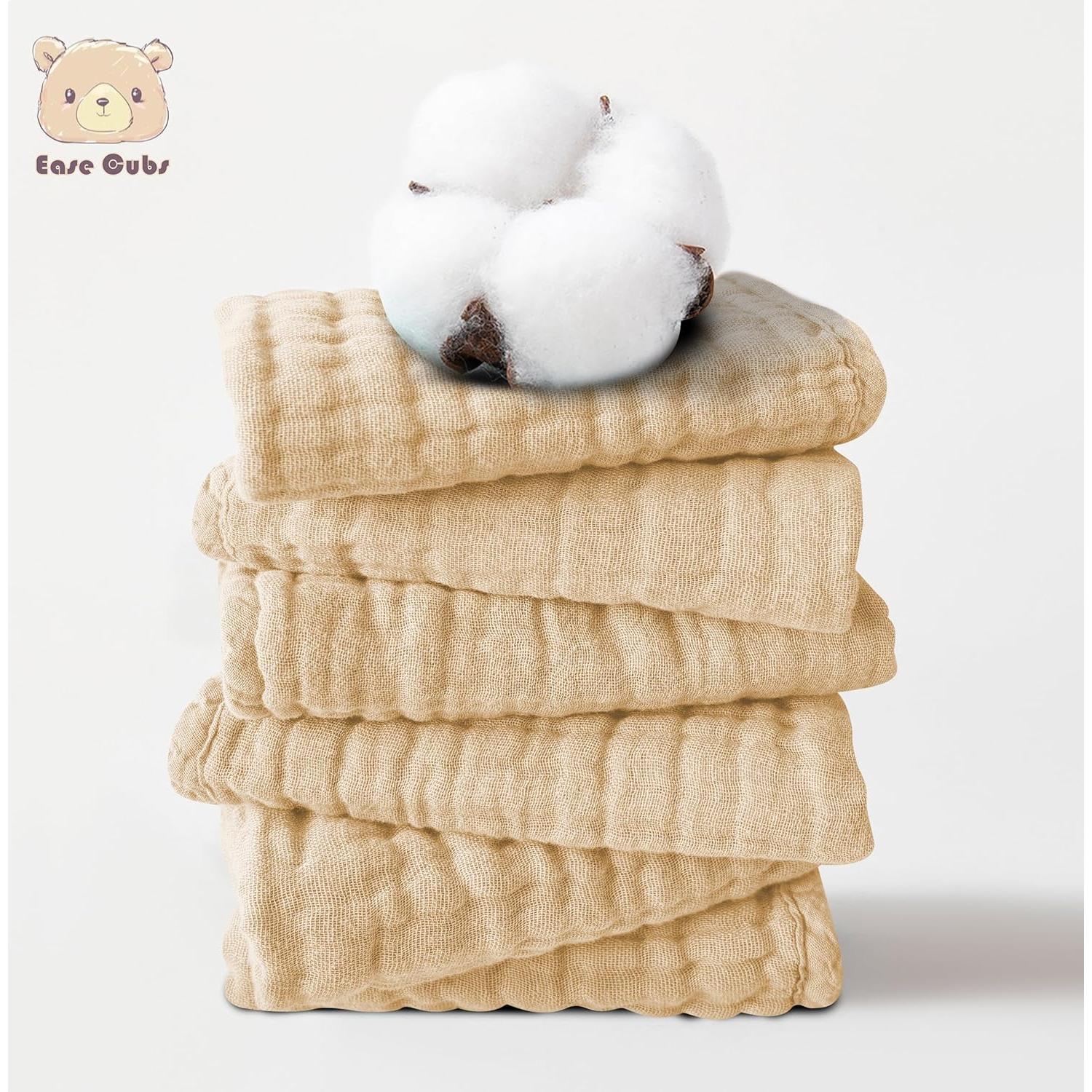 Toallitas de Muselina para Bebé Ease Cubs 100% Algodón 12 Pzas