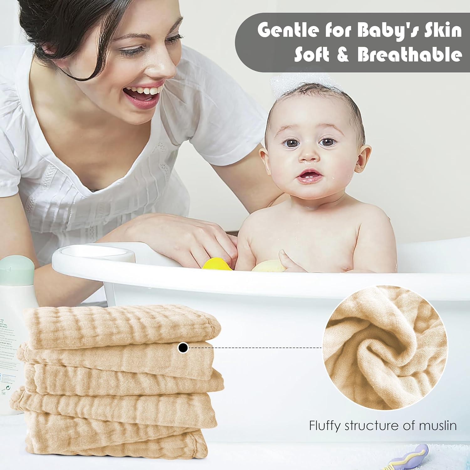 Toallitas de Muselina para Bebé Ease Cubs 100% Algodón 12 Pzas