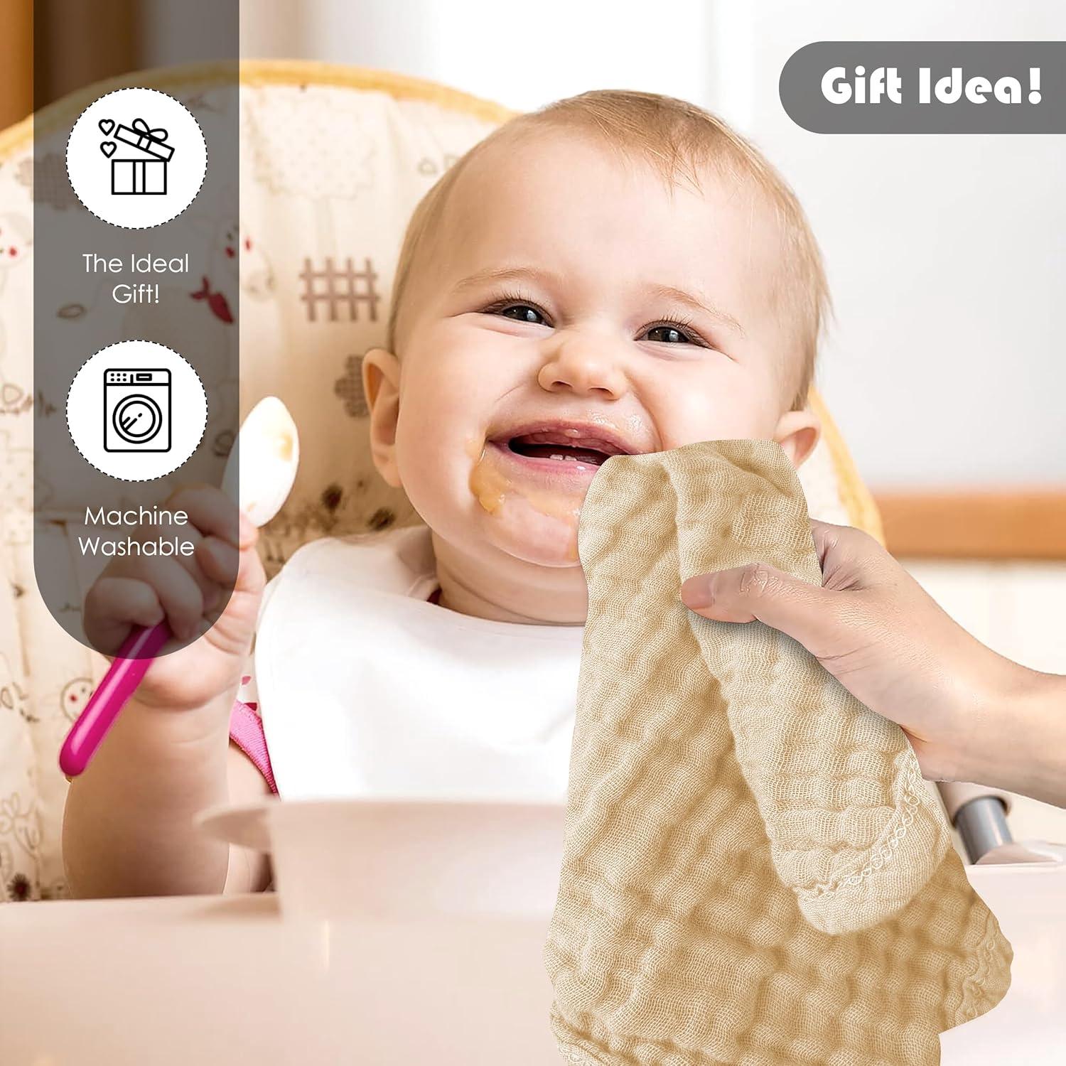 Toallitas de Muselina para Bebé Ease Cubs 100% Algodón 12 Pzas