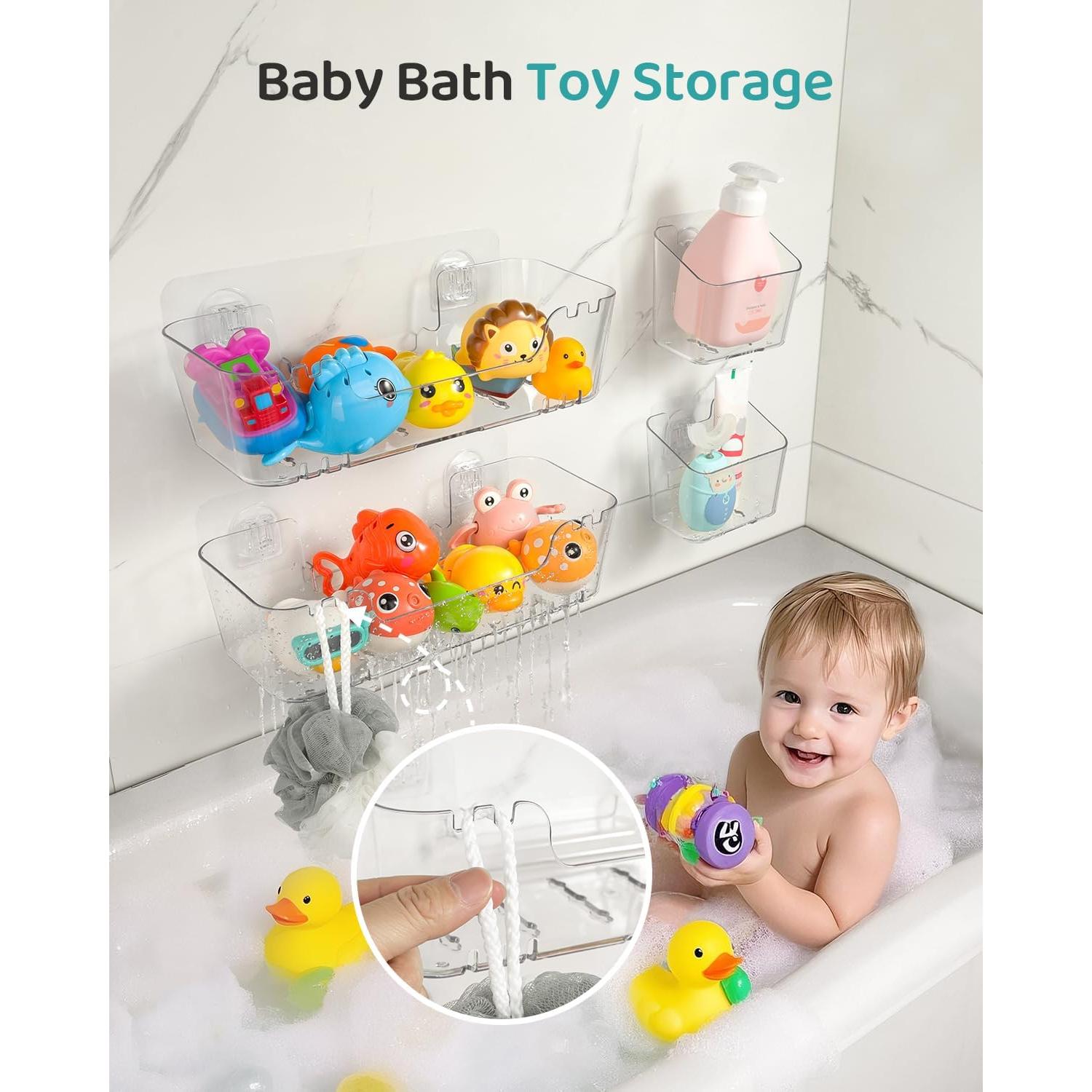 Organizador de Juguetes de Baño Ginnerella 2+2 Pack Transparente