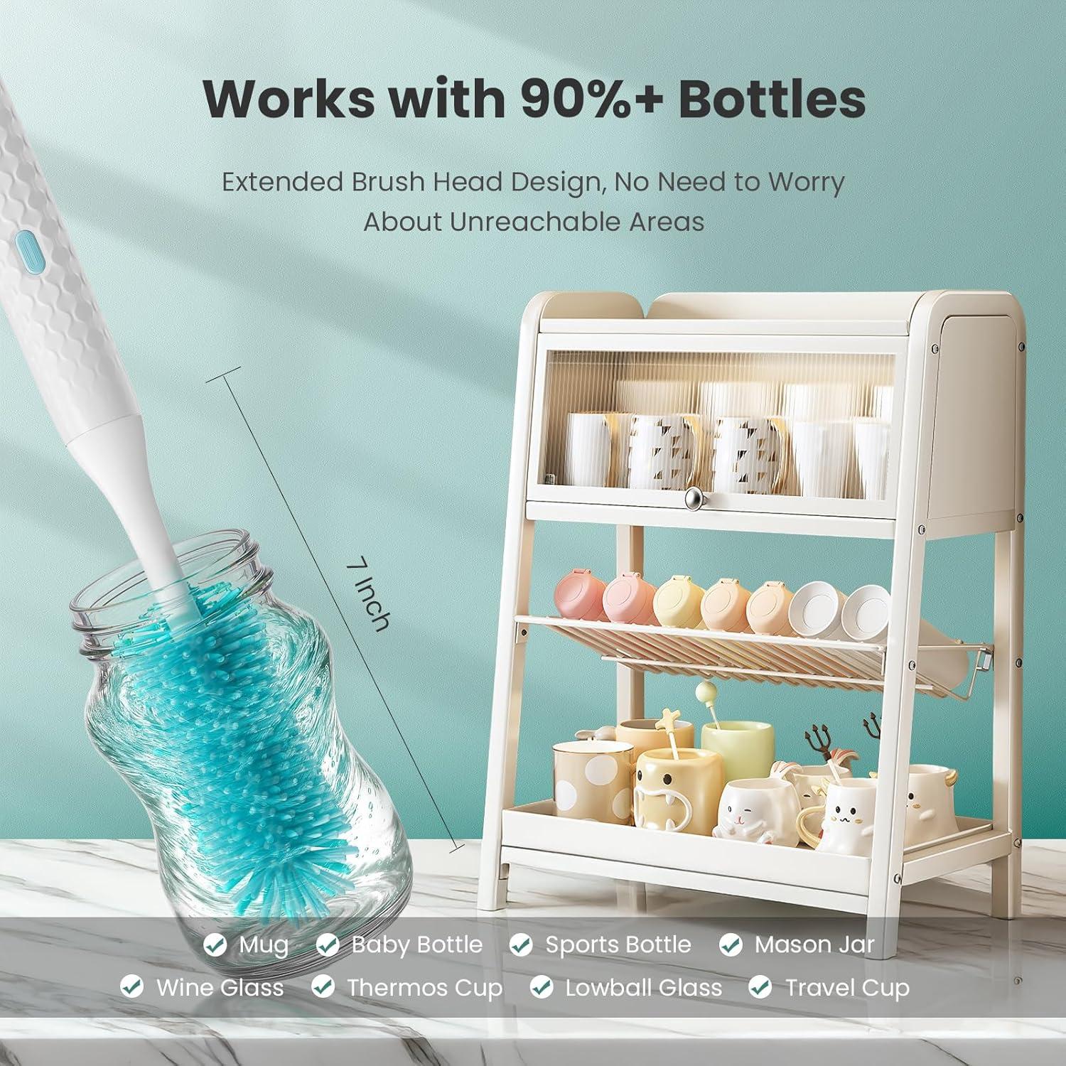 Limpiador de Botellas Eléctrico Tohecu con Cepillo y Dispensador