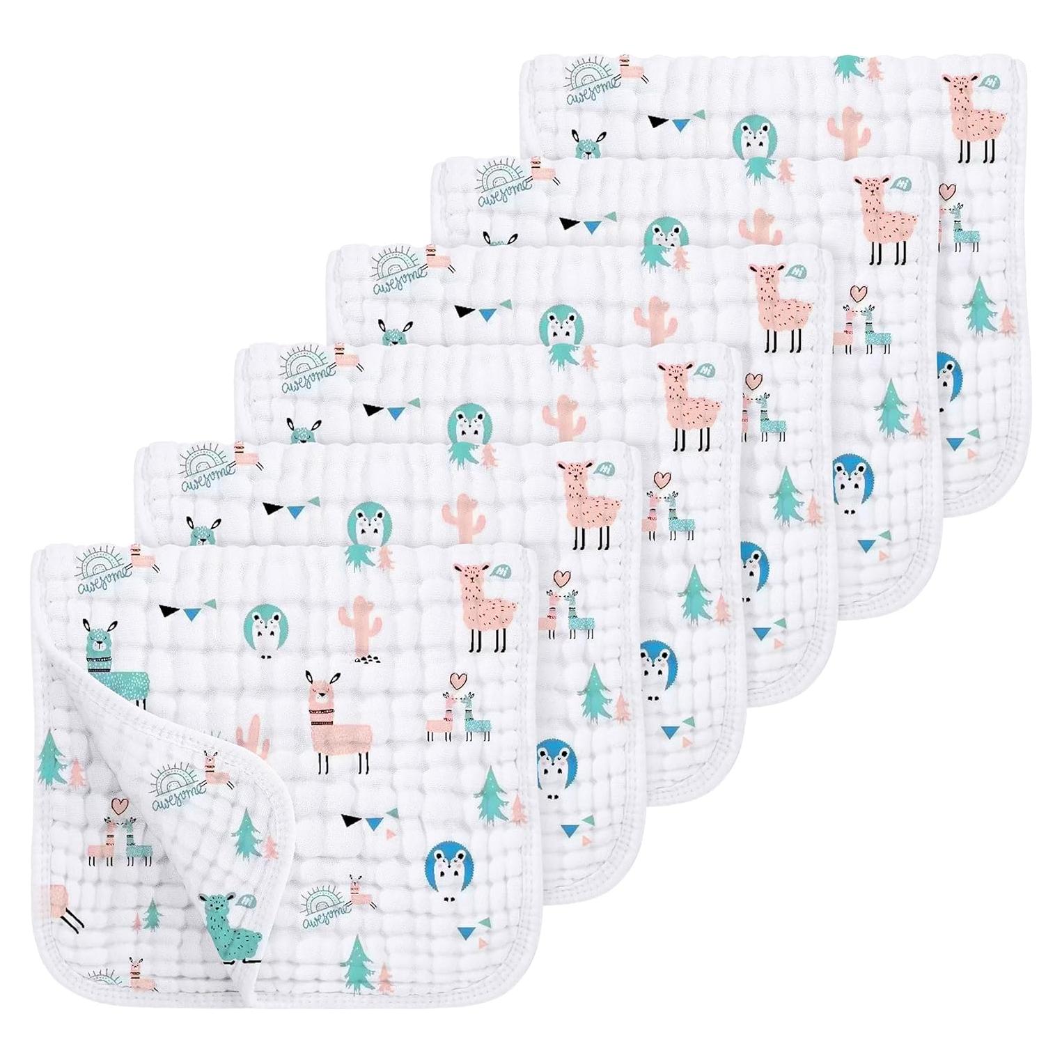 Paquete de 6 Pañales Muslin para Eructar Looxii 100% Algodón 50.8x25.4 cm