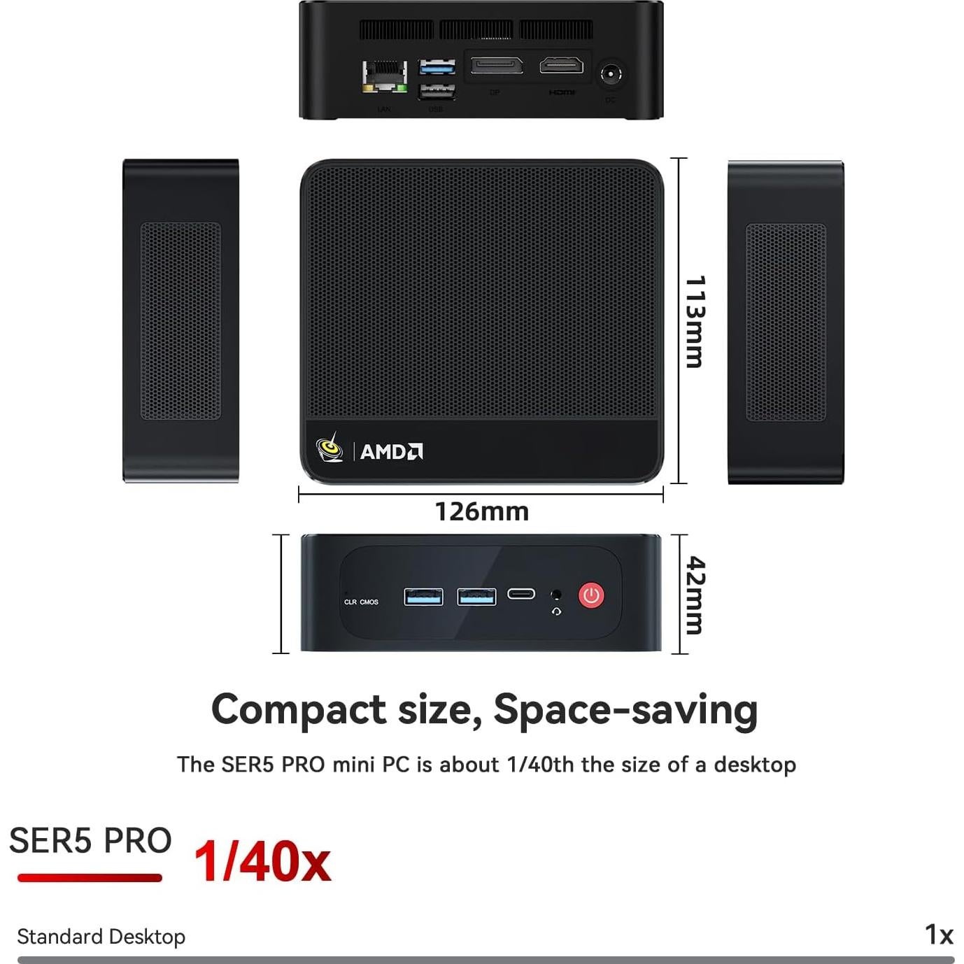 Mini PC Beelink SER5 AMD Ryzen 5 5500U 32GB RAM 500GB SSD