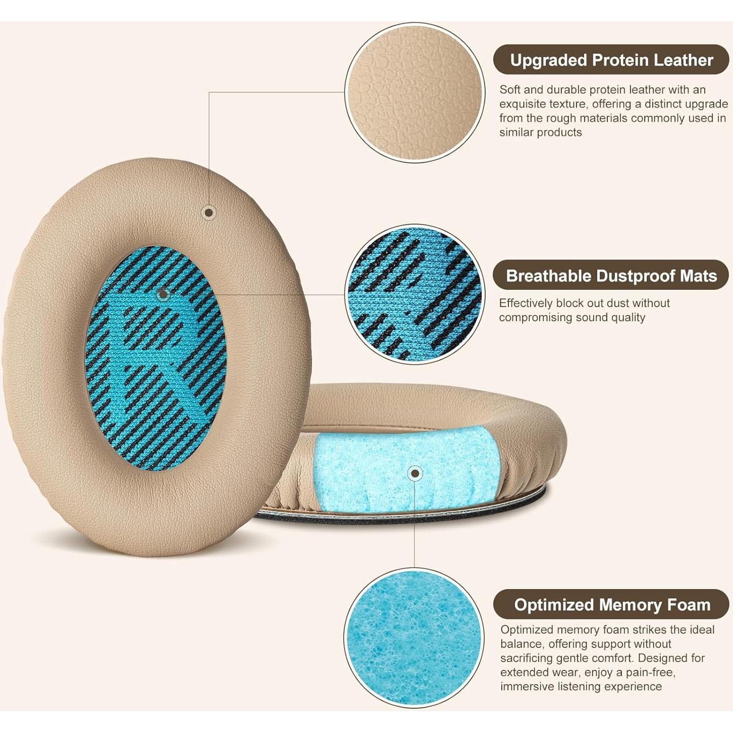 Almohadillas de Reemplazo Aurivor para Auriculares Bose QC 35/25/15