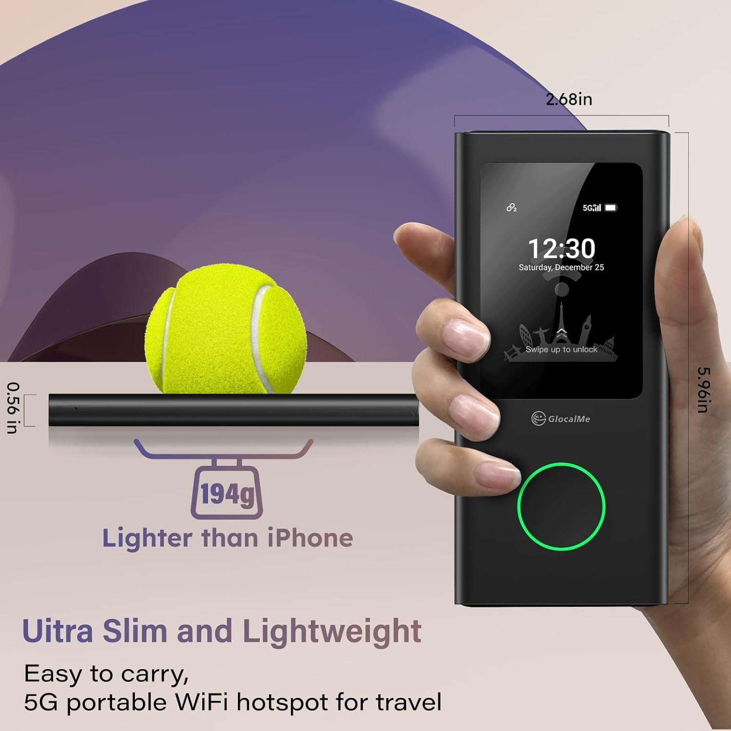 Hotspot Móvil GlocalMe Numen Air 5G con 30GB Datos