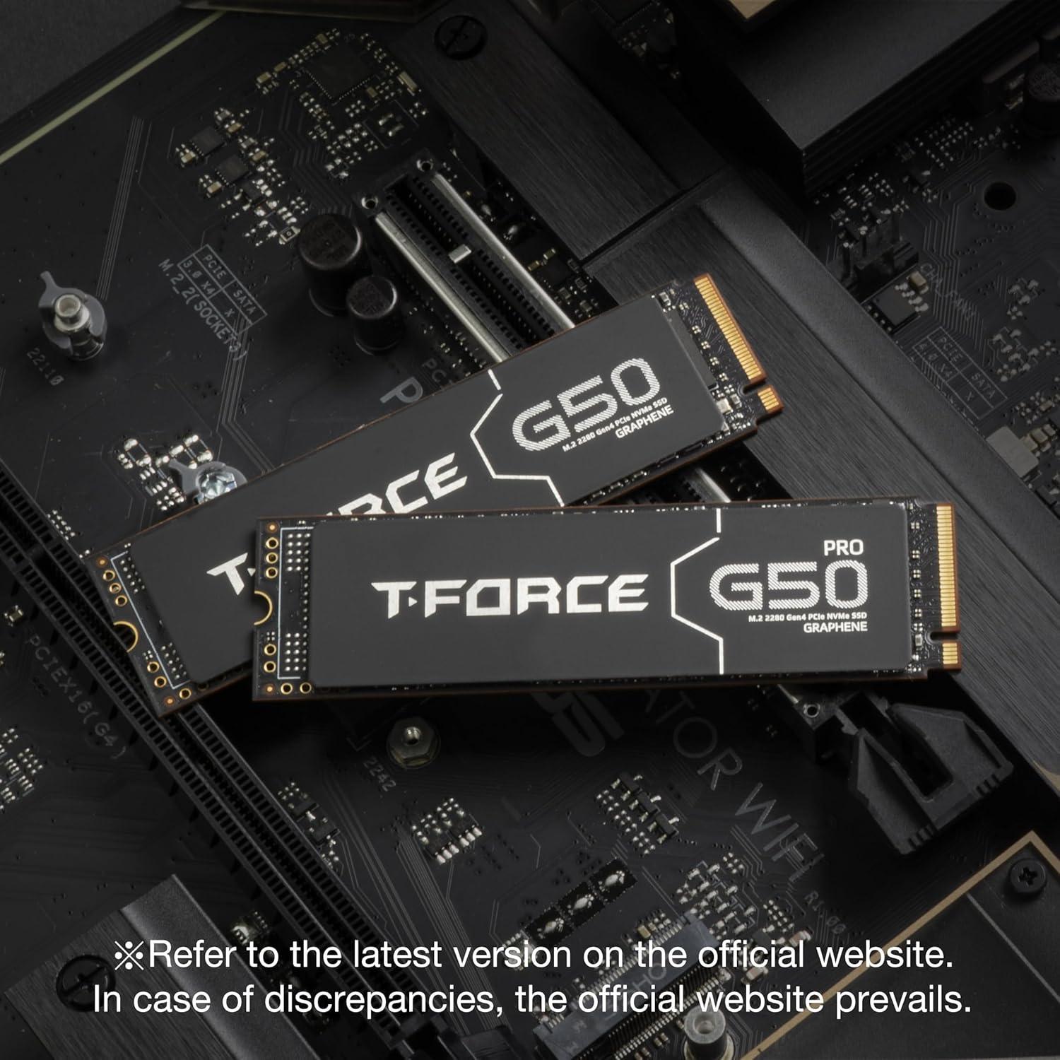 SSD TEAMGROUP T-Force G50 2TB PCIe Gen4x4 M.2 con Disipador