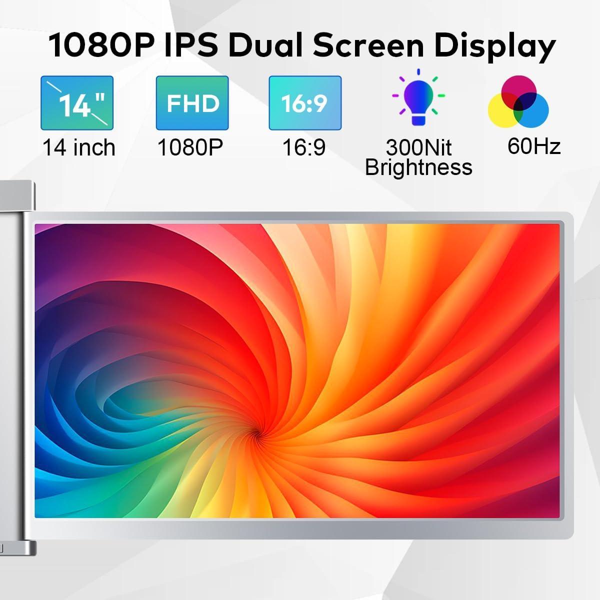 Monitor Portátil FQQ 14" FHD 1920x1200 para Laptop