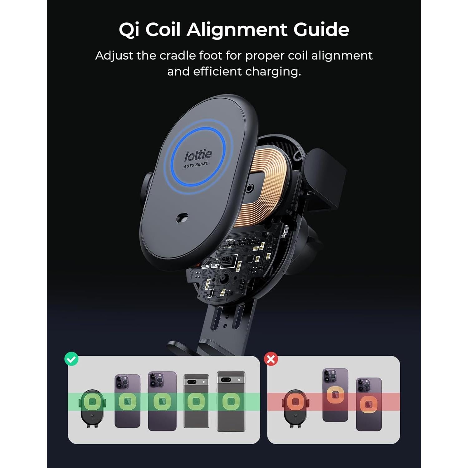 Soporte de teléfono iOttie Auto Sense 2 con carga Qi