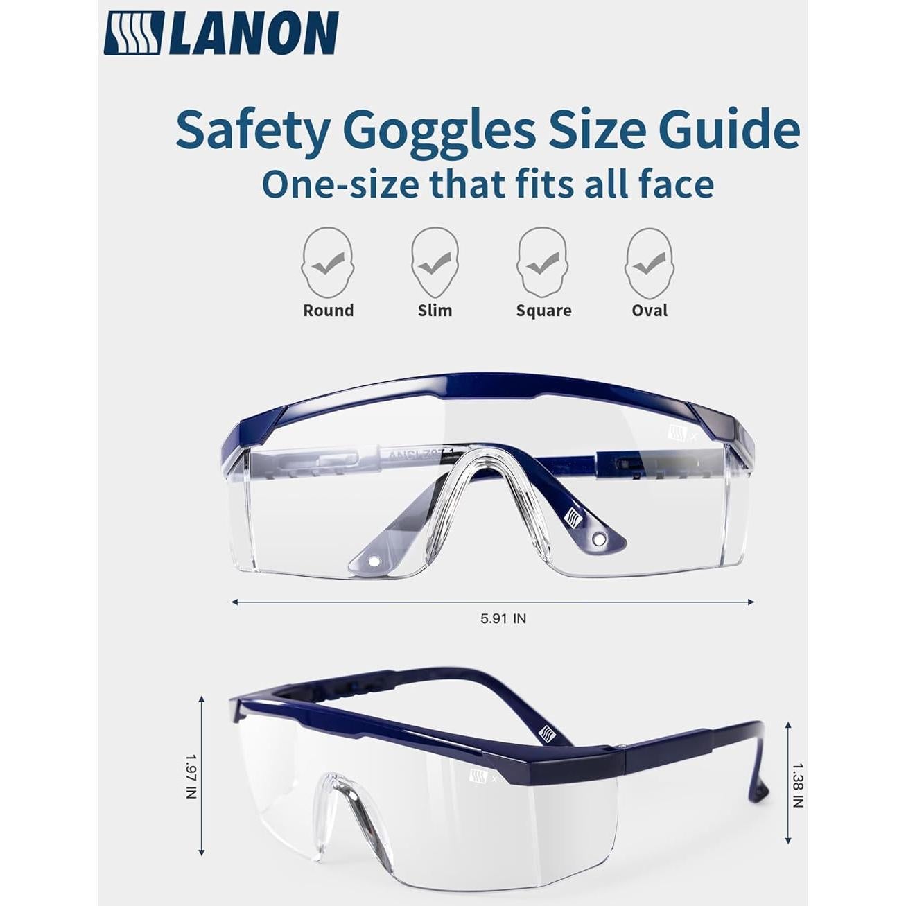 Gafas de Seguridad LANON Anti-Niebla Doble Cara 34g