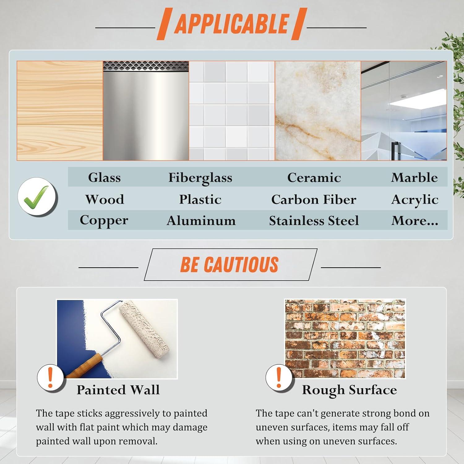 Cinta Doble Cara Resistente Wotec 4.06m Removible Sin Residuos