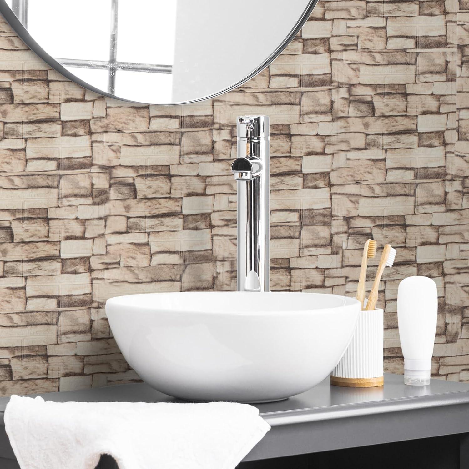 Paneles de Pared 3D Autoadhesivos SYYKDEF Ladrillo Roca 10 Pzas