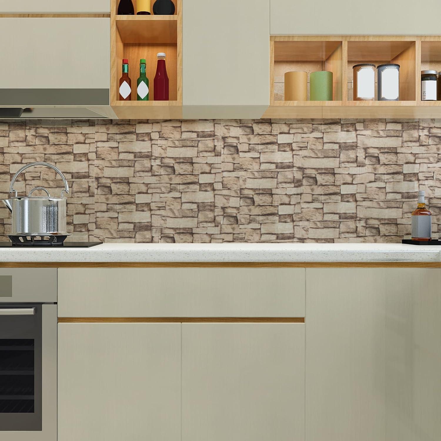 Paneles de Pared 3D Autoadhesivos SYYKDEF Ladrillo Roca 10 Pzas