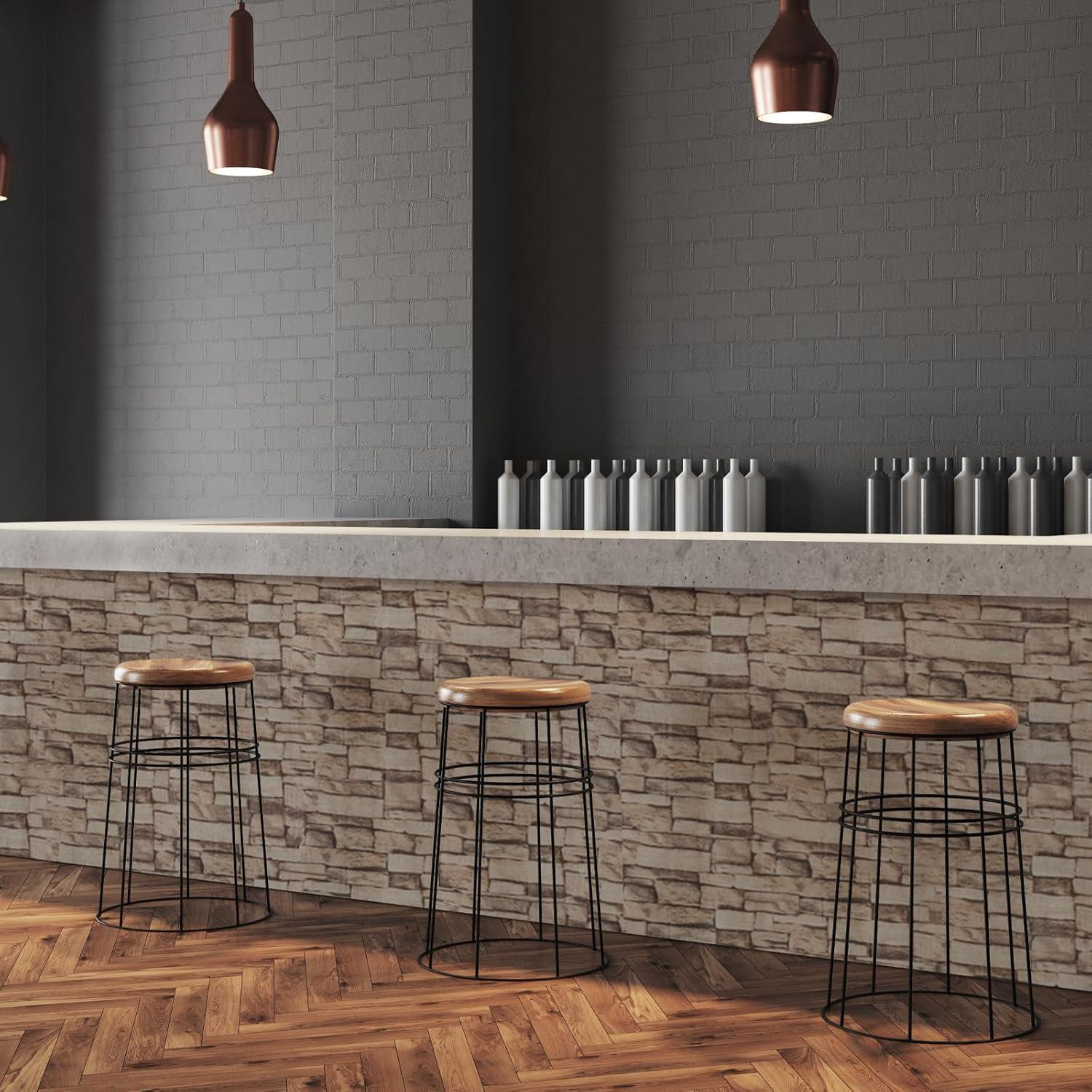 Paneles de Pared 3D Autoadhesivos SYYKDEF Ladrillo Roca 10 Pzas