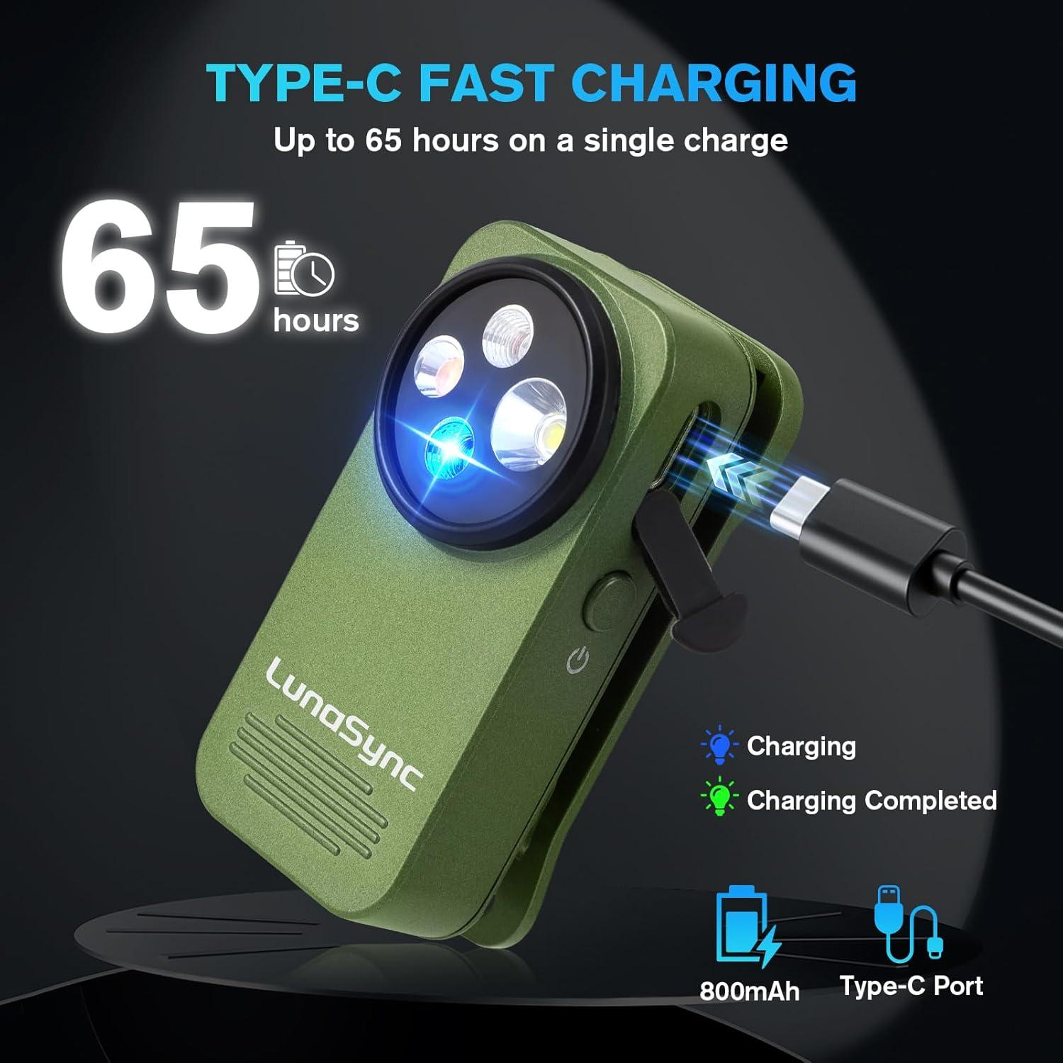 Linterna Recargable LunaSync EDC 600 Lúmenes IPX6 Verde