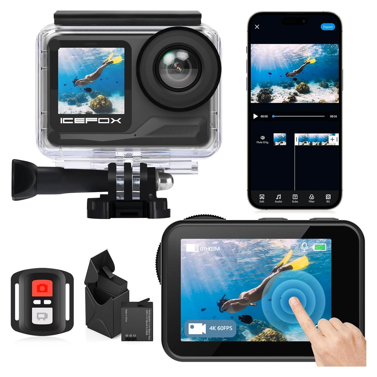 Cámara de acción Icefox i7 4K 60FPS 30MP con estuche impermeable