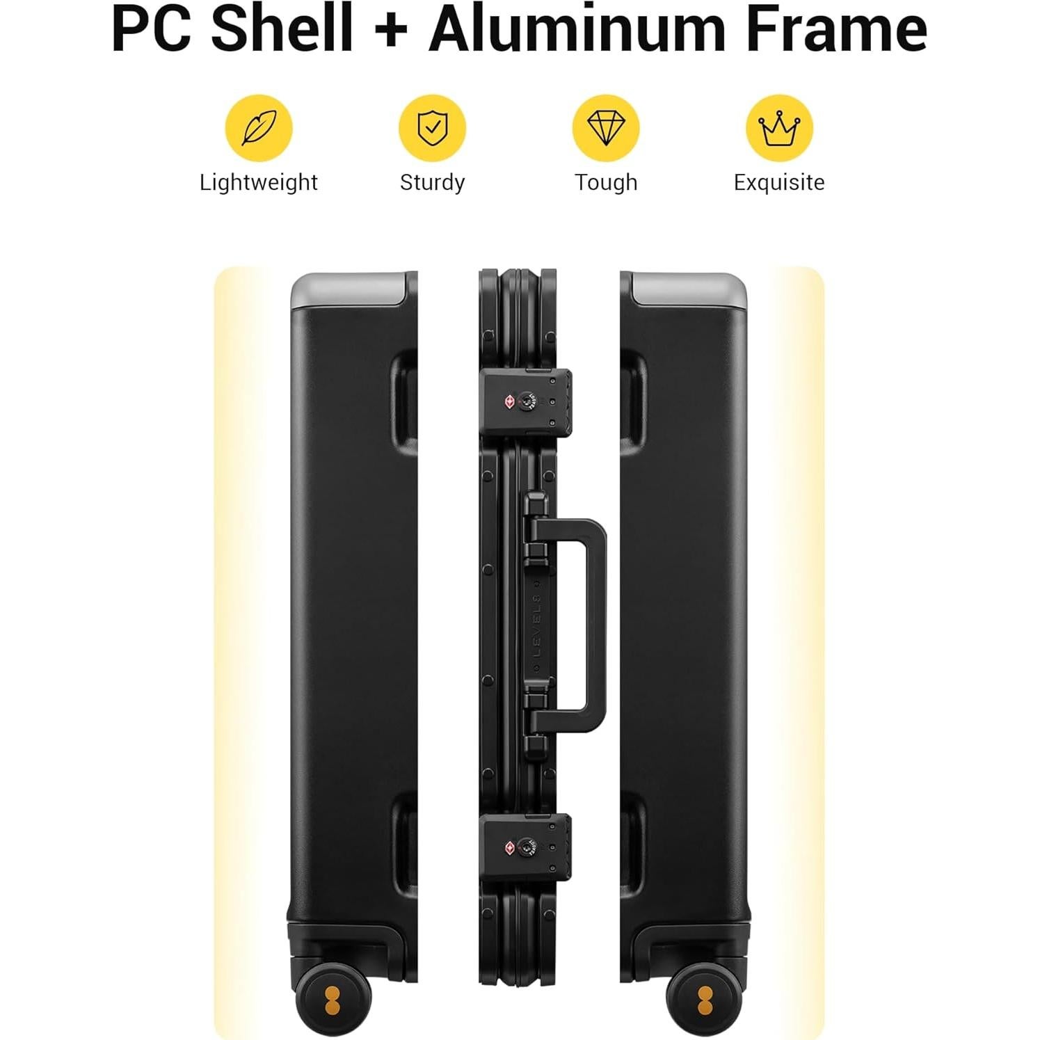 Maleta de Mano LEVEL8 20 Pulgadas Sin Cremallera Negra