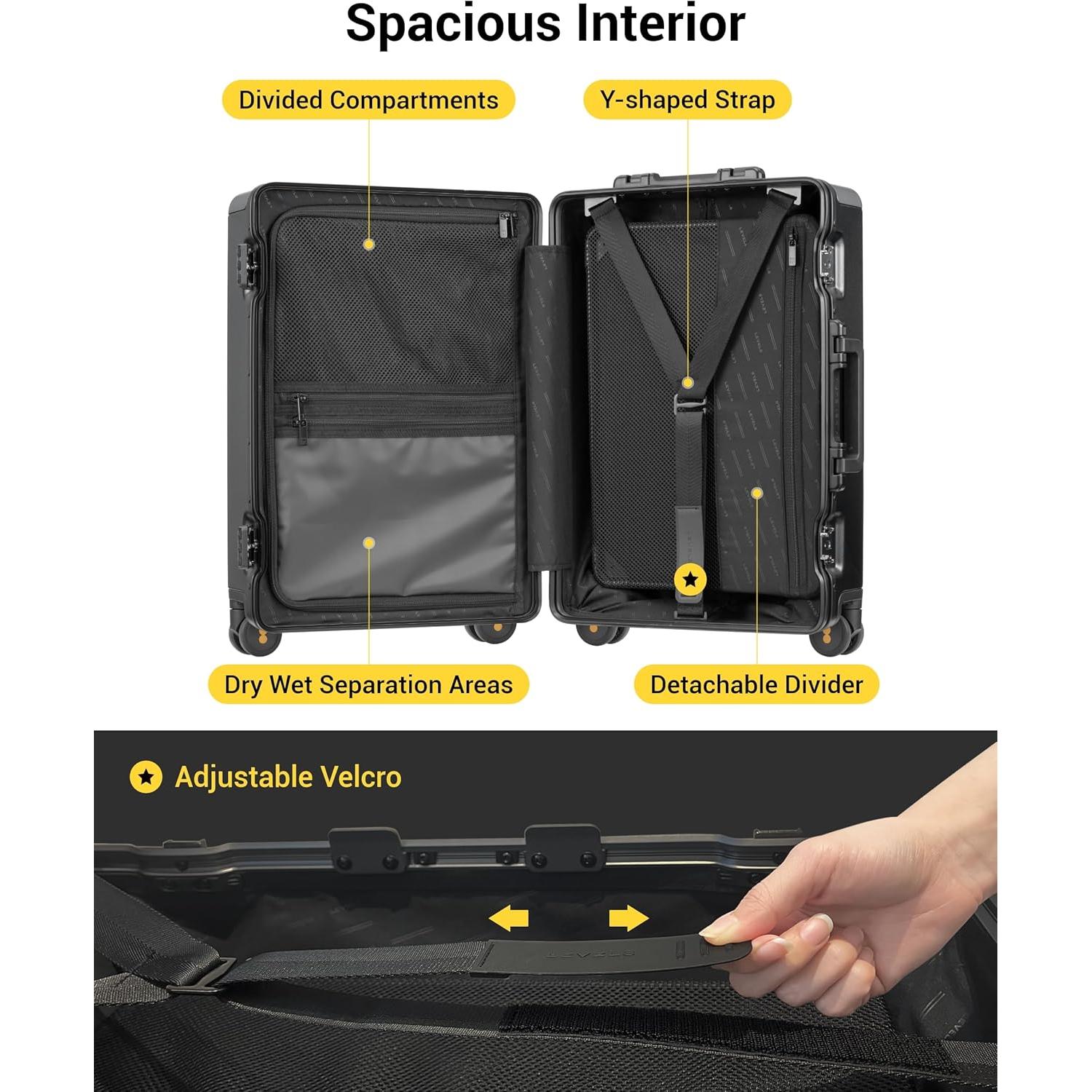 Maleta de Mano LEVEL8 20 Pulgadas Sin Cremallera Negra