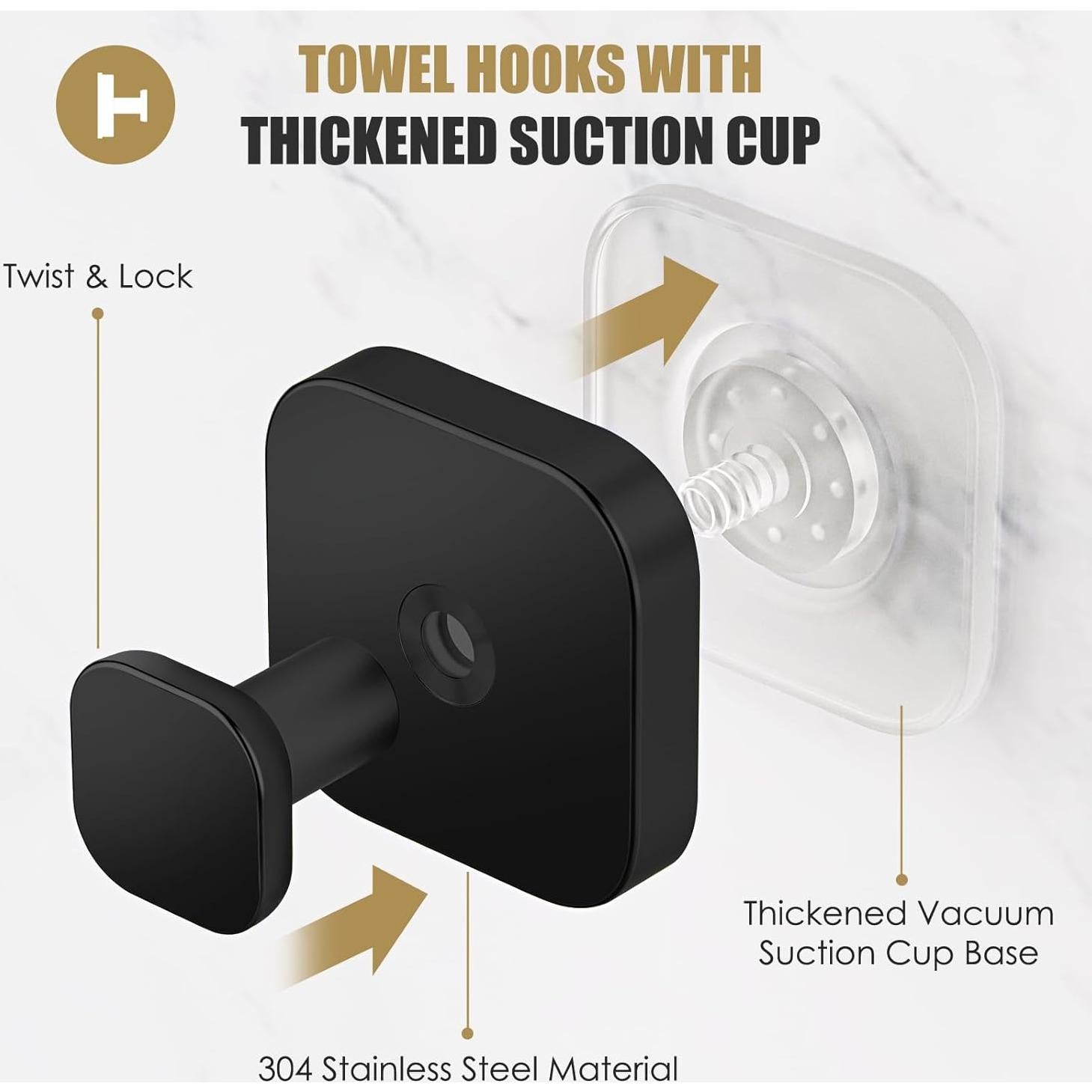 Ganchos de Ventosa BKV Negros 2 Paquete Alta Resistencia