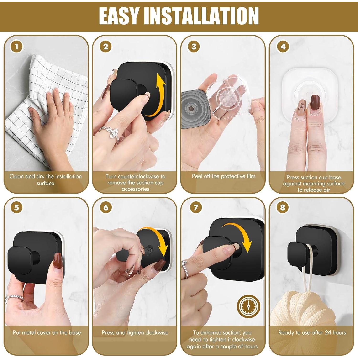 Ganchos de Ventosa BKV Negros 2 Paquete Alta Resistencia