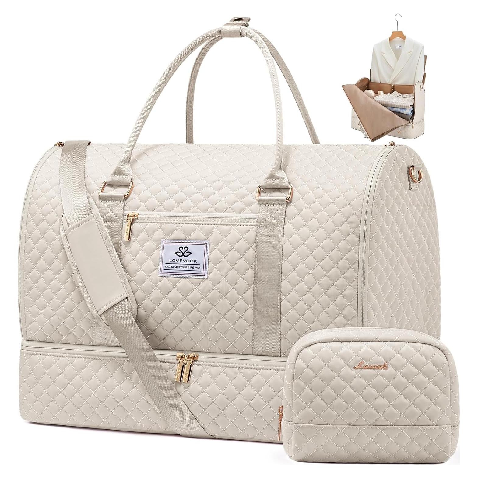Bolsa de Ropa LOVEVOOK 53L para Mujeres Beige 2 en 1