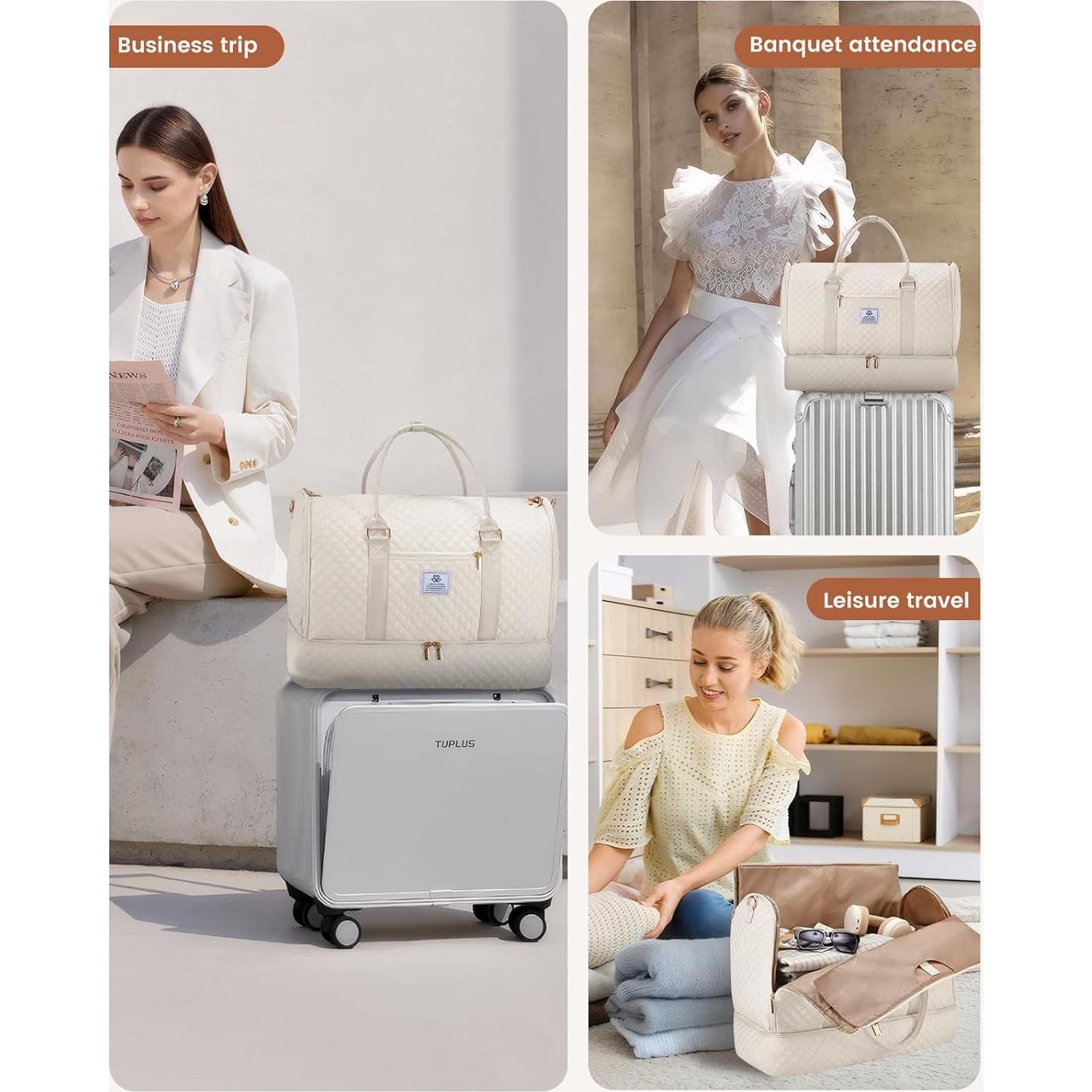 Bolsa de Ropa LOVEVOOK 53L para Mujeres Beige 2 en 1