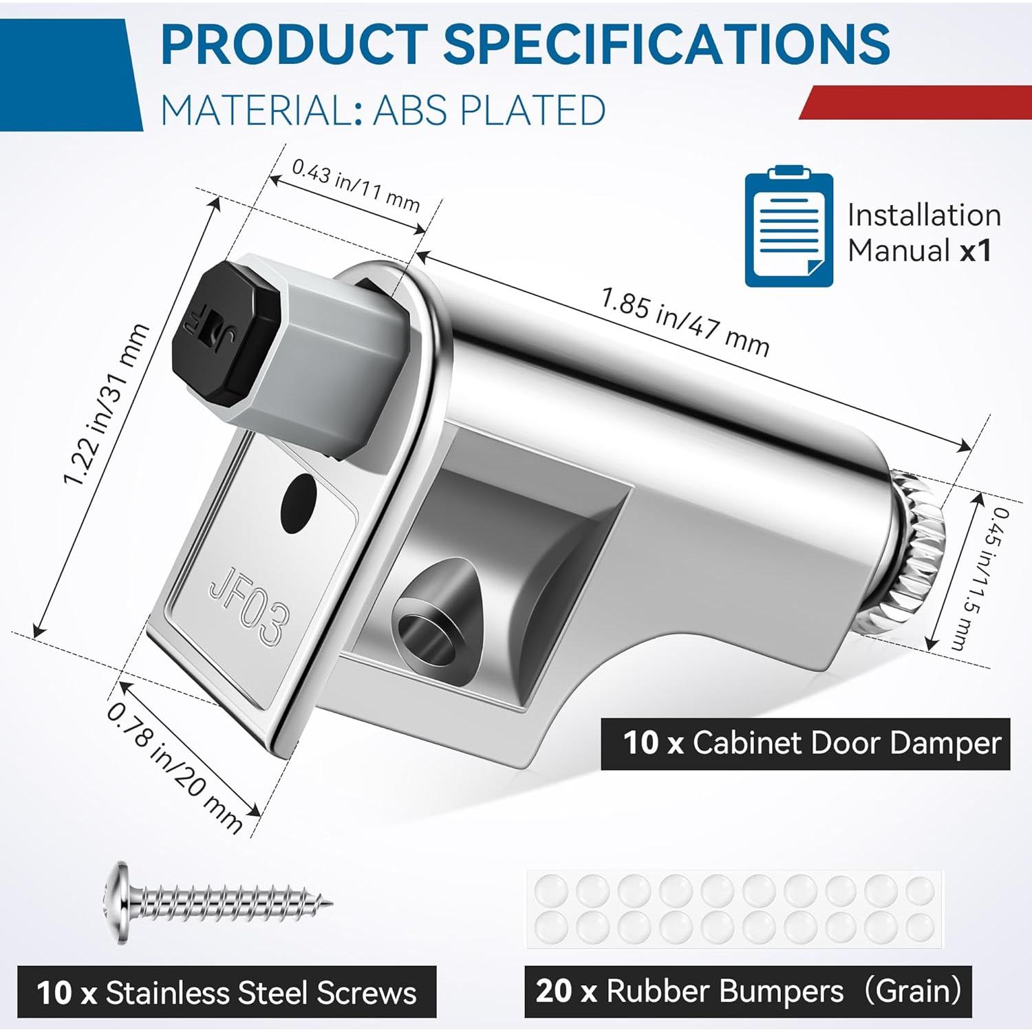 Bisagras de Cierre Suave Hohean - 10 Piezas Plateadas