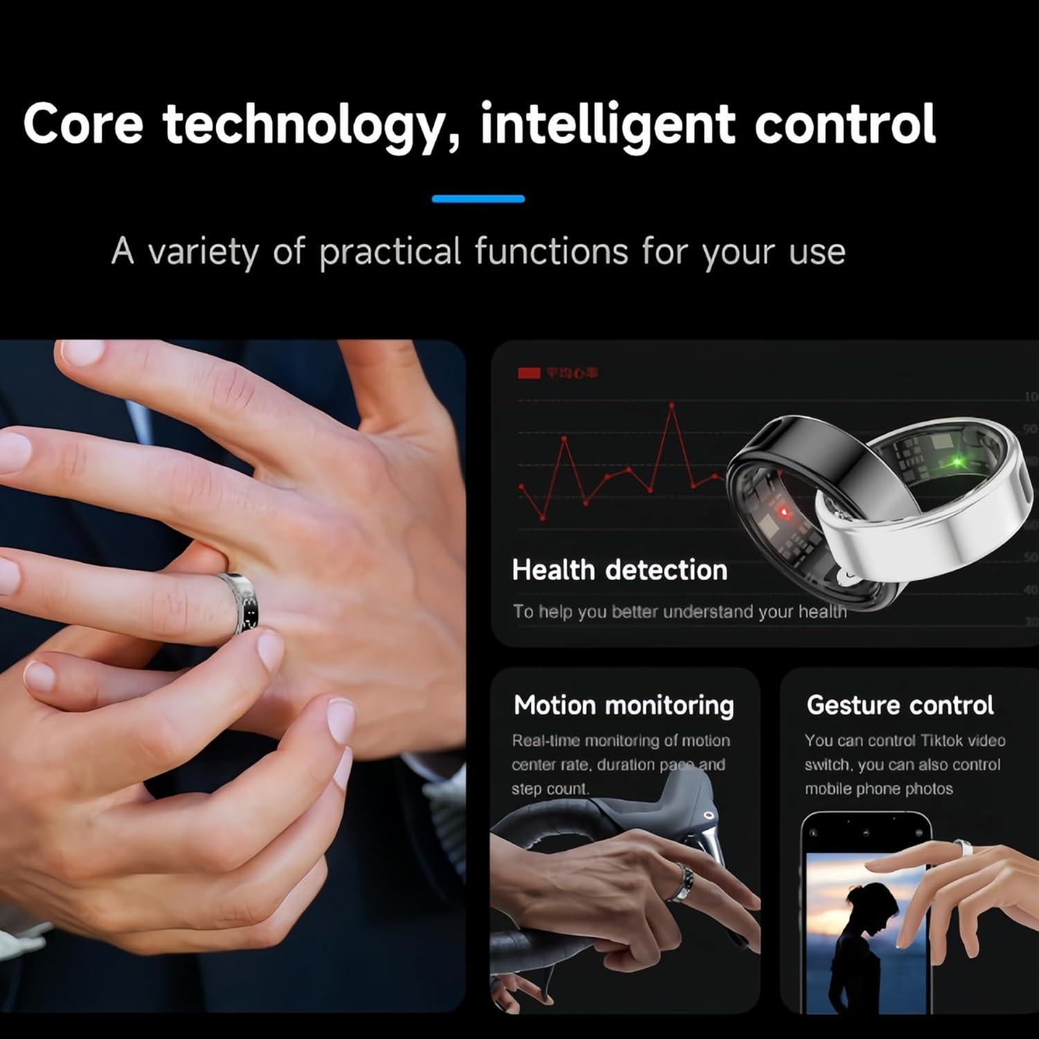 Anillo Inteligente Ylivopo SR08 Oro 8 - Rastreador de Salud