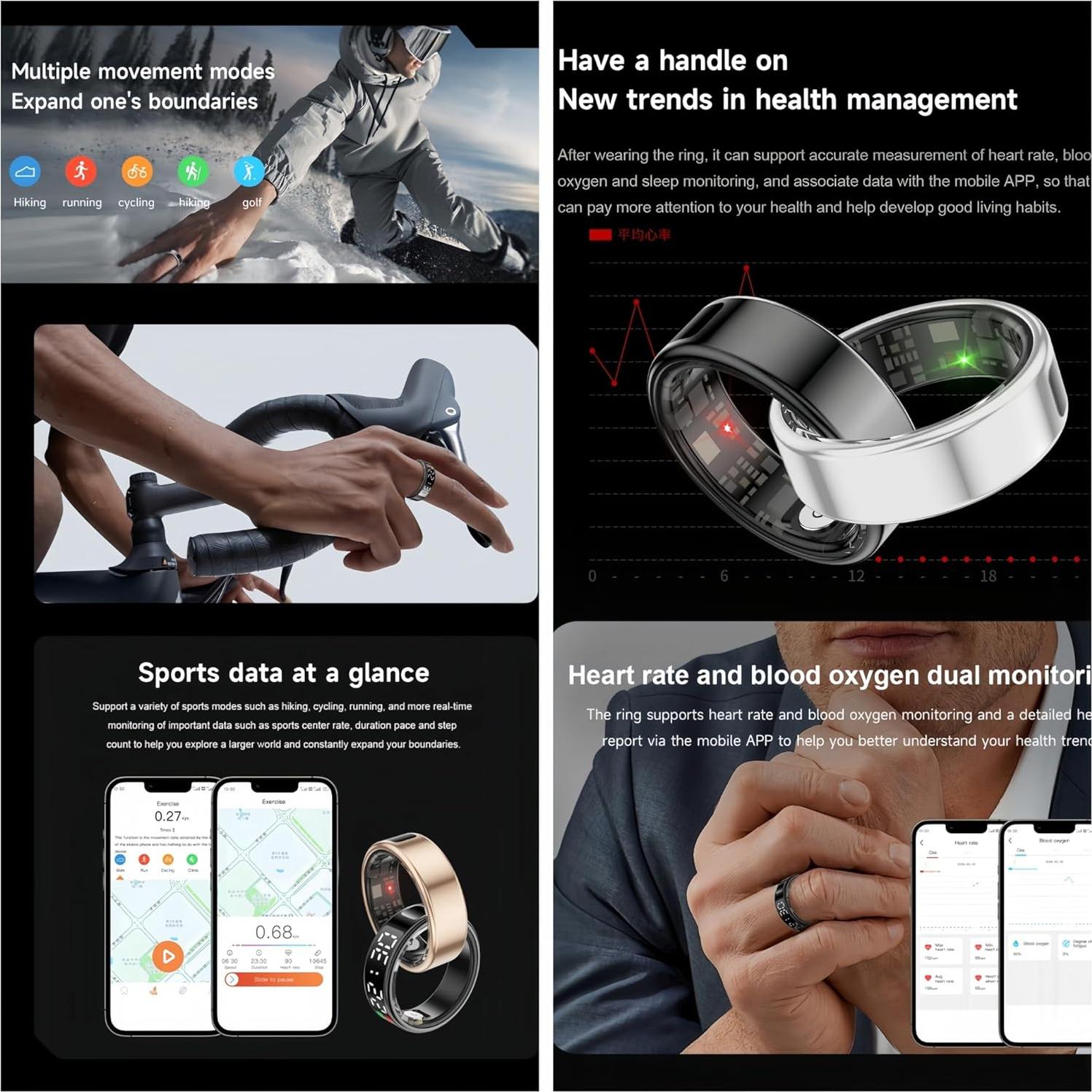 Anillo Inteligente Ylivopo SR08 Oro 8 - Rastreador de Salud