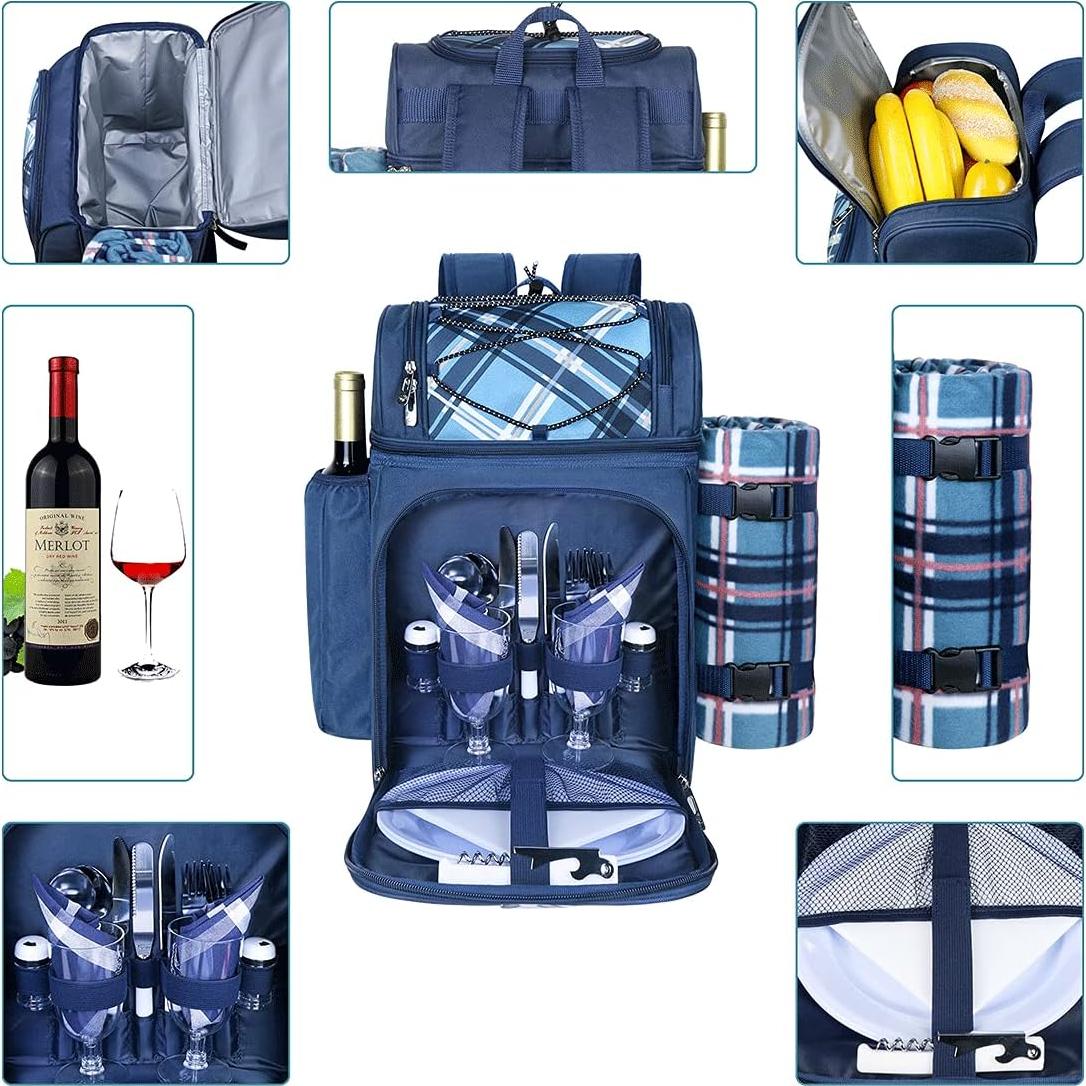 Mochila de Picnic Hap Tim para 2 Personas Azul 13.5L