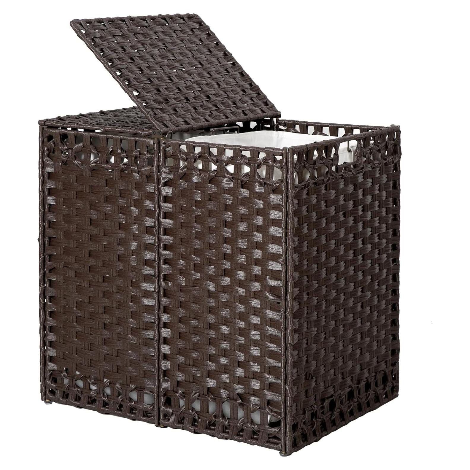 Cesto de Ropa Plegable KOUSEI 130L Marrón con Tapa