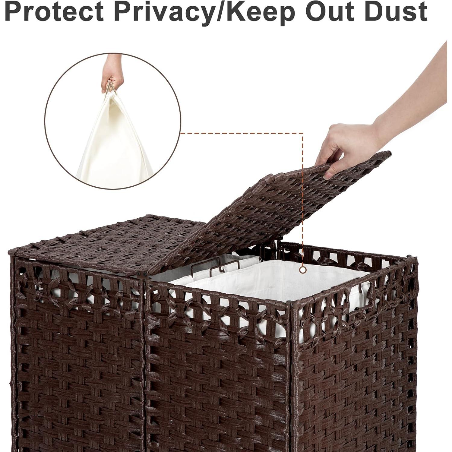 Cesto de Ropa Plegable KOUSEI 130L Marrón con Tapa