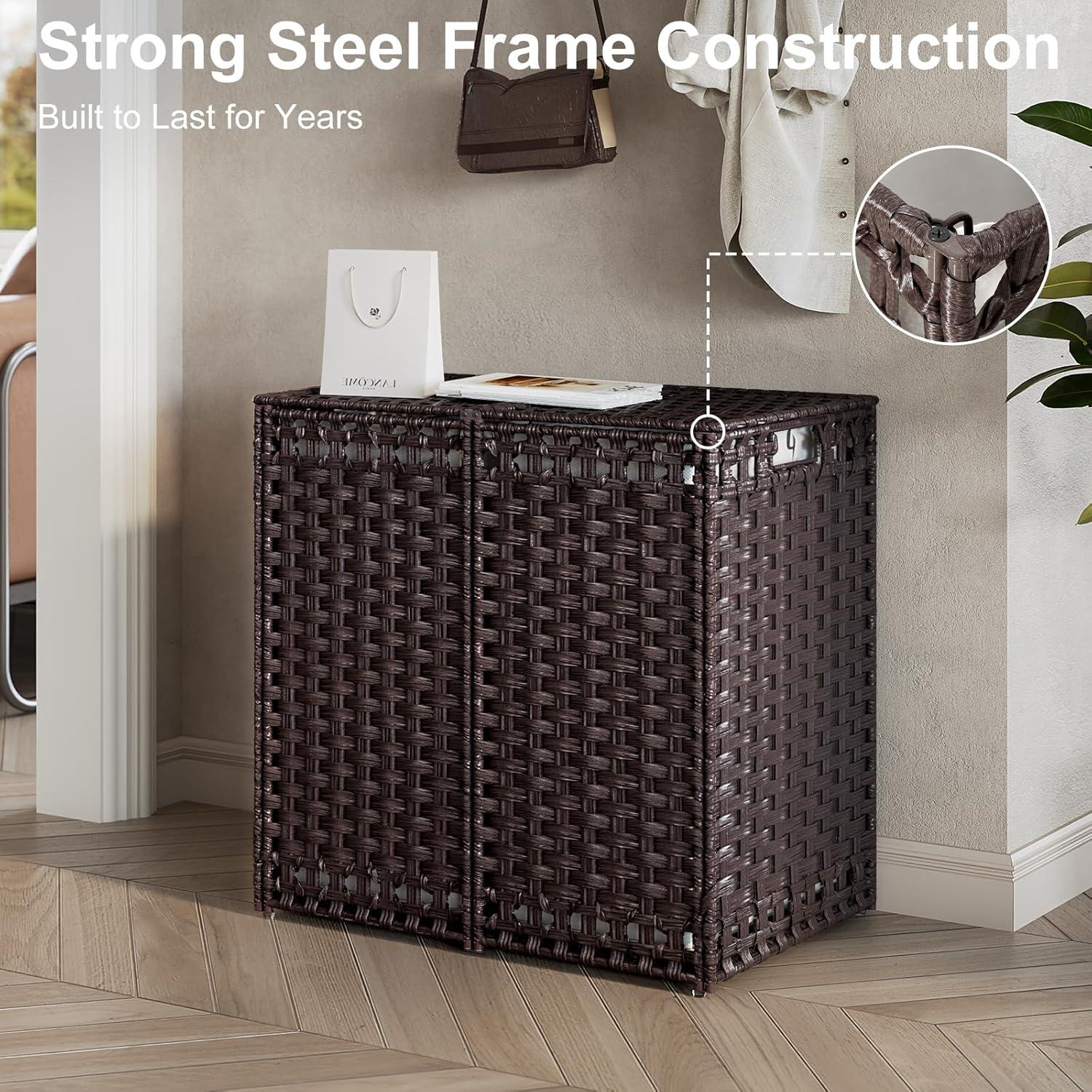 Cesto de Ropa Plegable KOUSEI 130L Marrón con Tapa