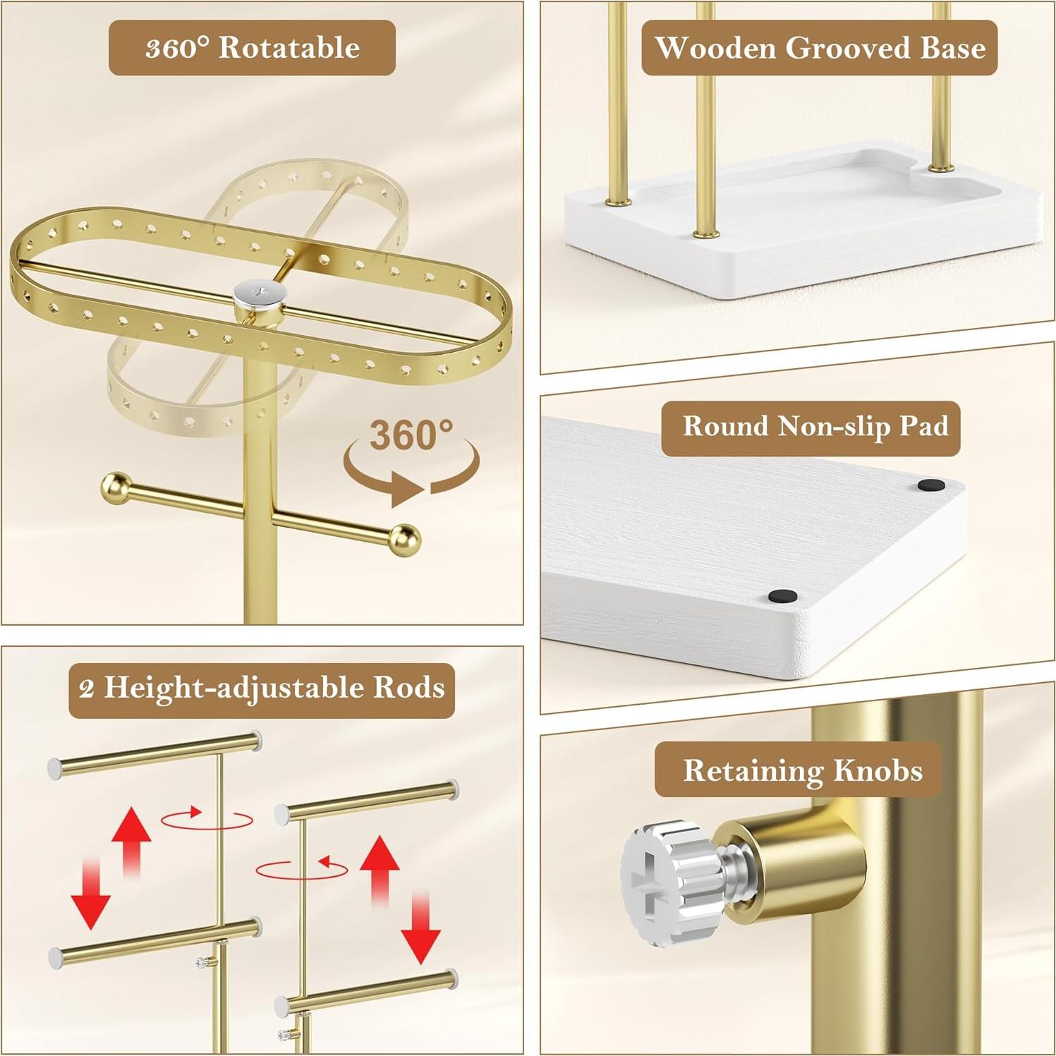 Soporte Organizador de Joyería Alsonerbay Ajustable 45 cm