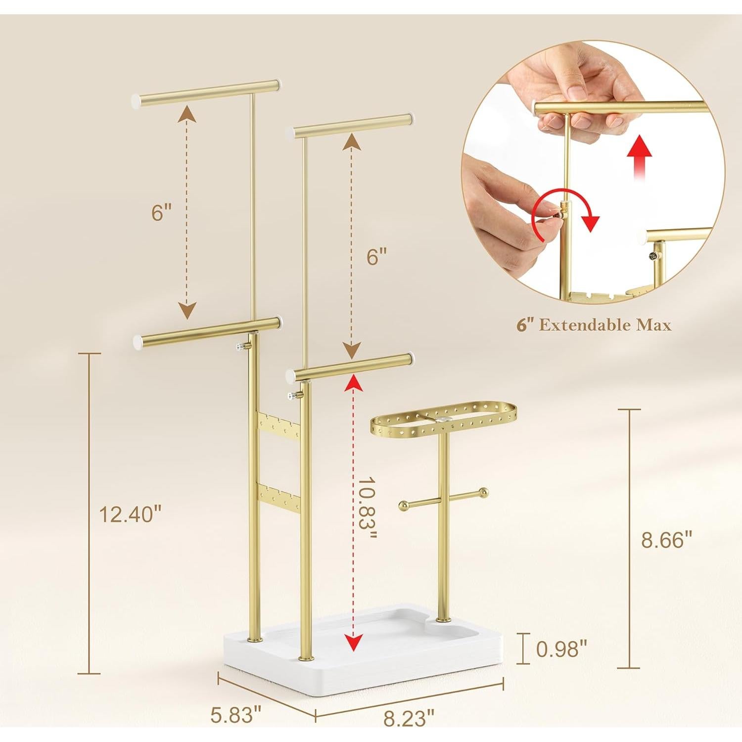 Soporte Organizador de Joyería Alsonerbay Ajustable 45 cm