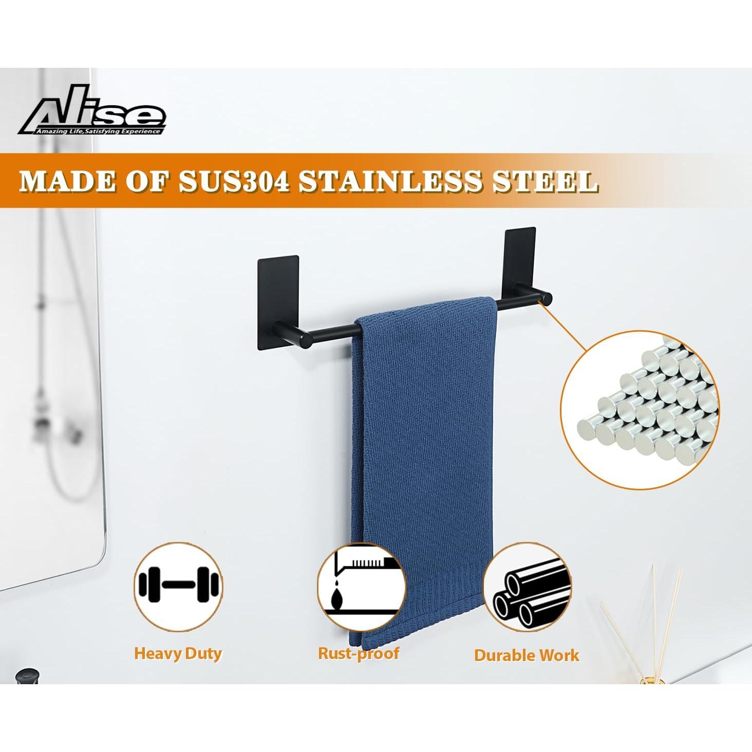 Soporte de Toalla Alise Negro Mate 30.48 cm Acero Inoxidable