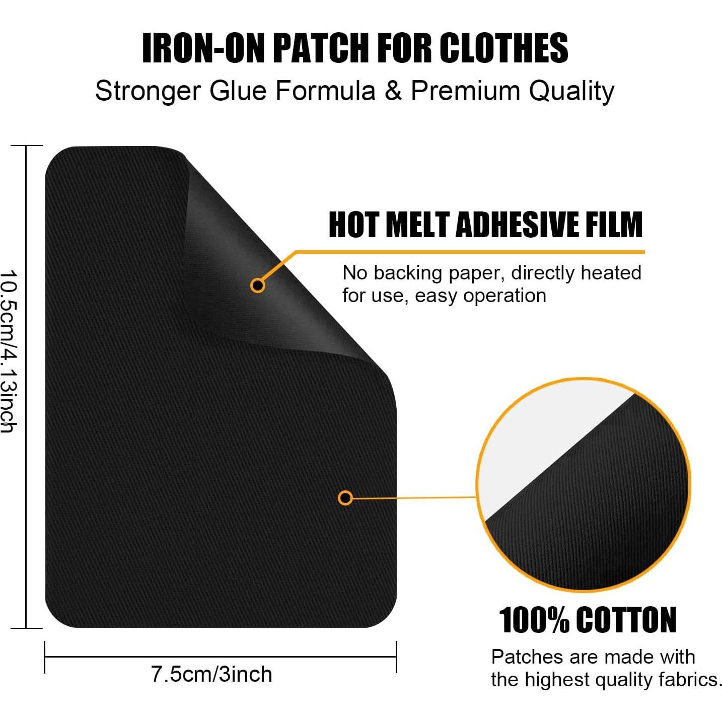 MOONSJONES Iron on Patches for Fabric Clothes, Iron-on Patch Repairing Inside & Outside Holes for Jeans, Backpacks, Down Jackets, Hat, Pants, Sweaters (7.5 cm x 10.5 cm) - 12Pcs
