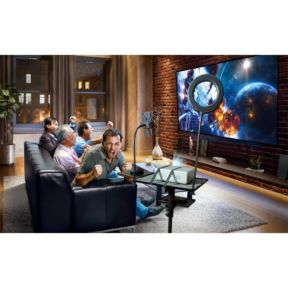 Soporte de Proyector en Trípode con Luz LED y Bandeja 38x28cm