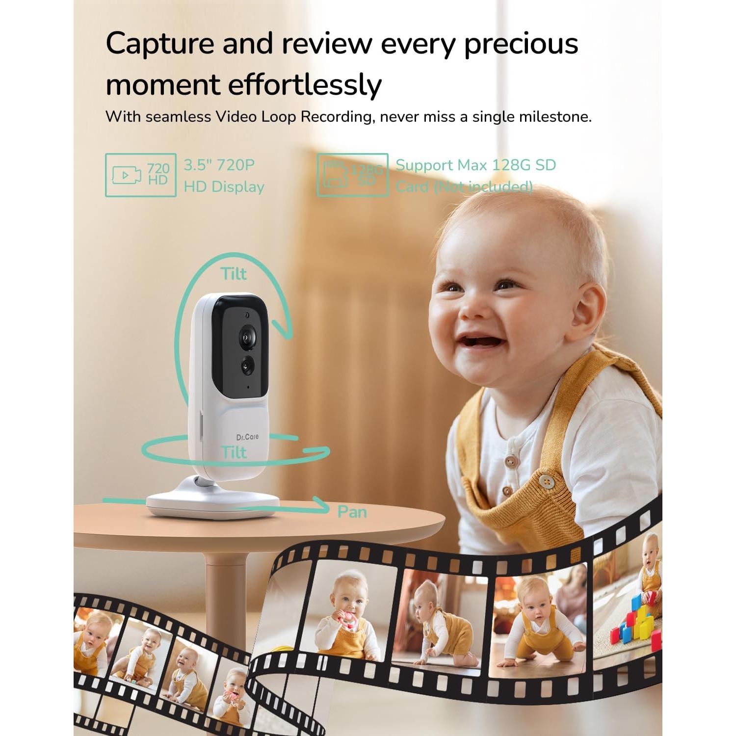 Monitor de Bebé Dr.Care NeoView 3.5" HD, Audio Bidireccional