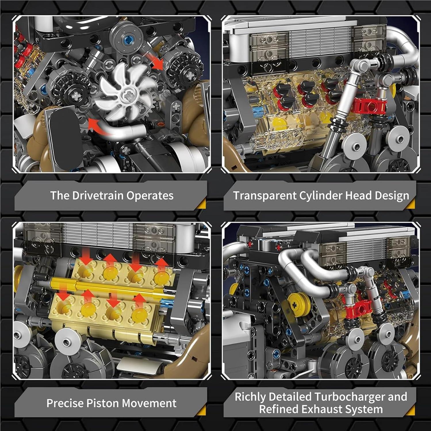 Kit de Bloques Mould King 10131 V8 W16 con Motor y Batería