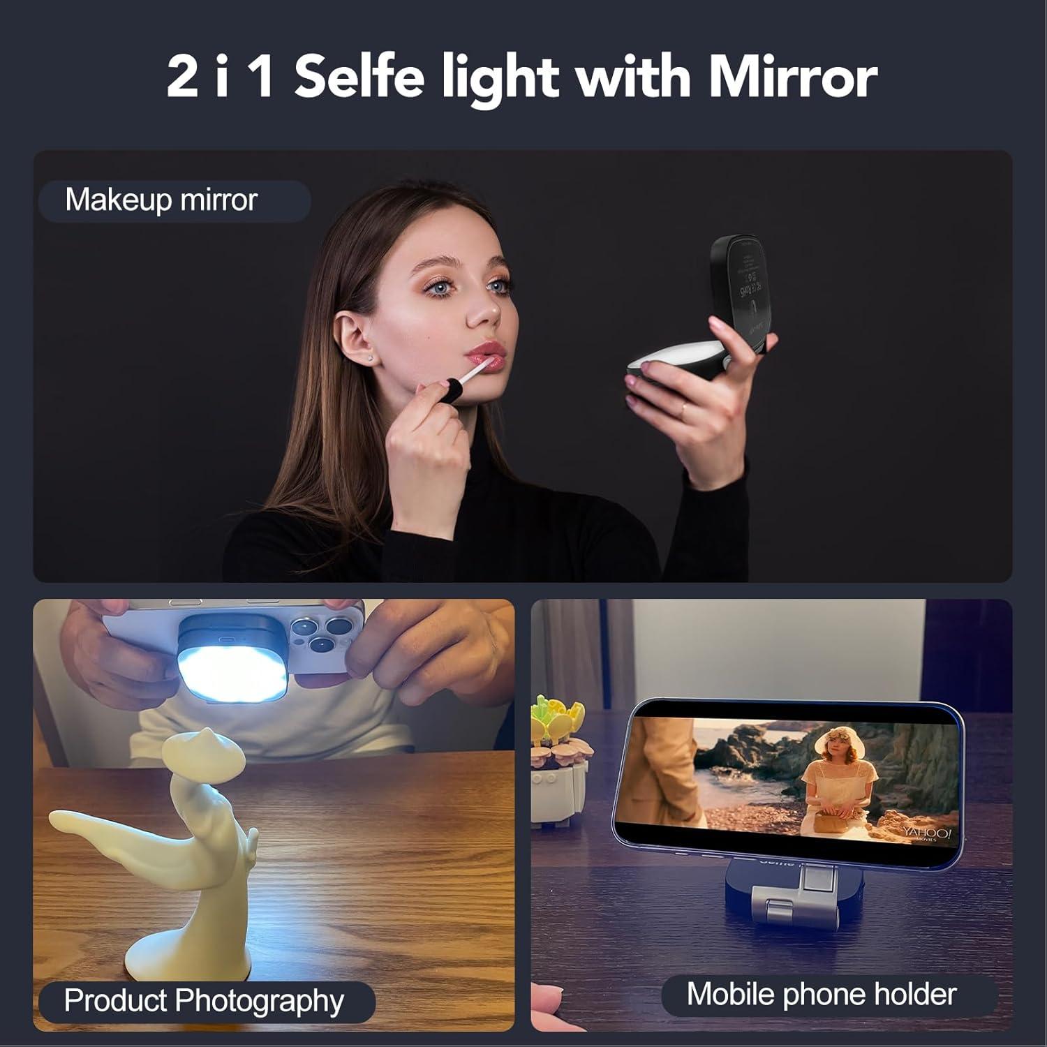 Luz de Selfie Magnética Nagnahz M27 con Espejo LED Plegable